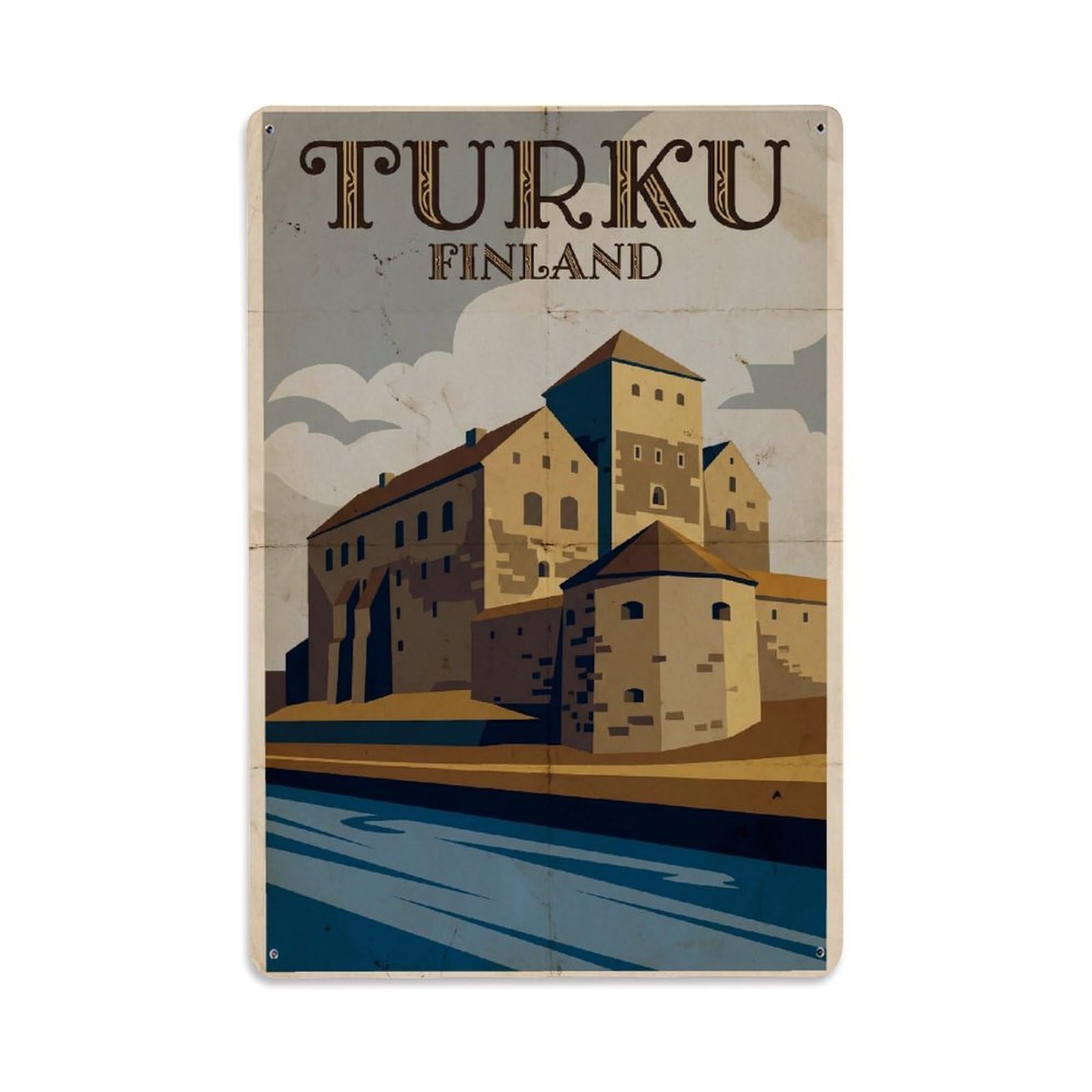 Finland Turku Vintage Travel Metal Tin Sign Plaque Wall Decor for Cafe, Club Bar, Office, Garden Metal Poster 8x12Inch