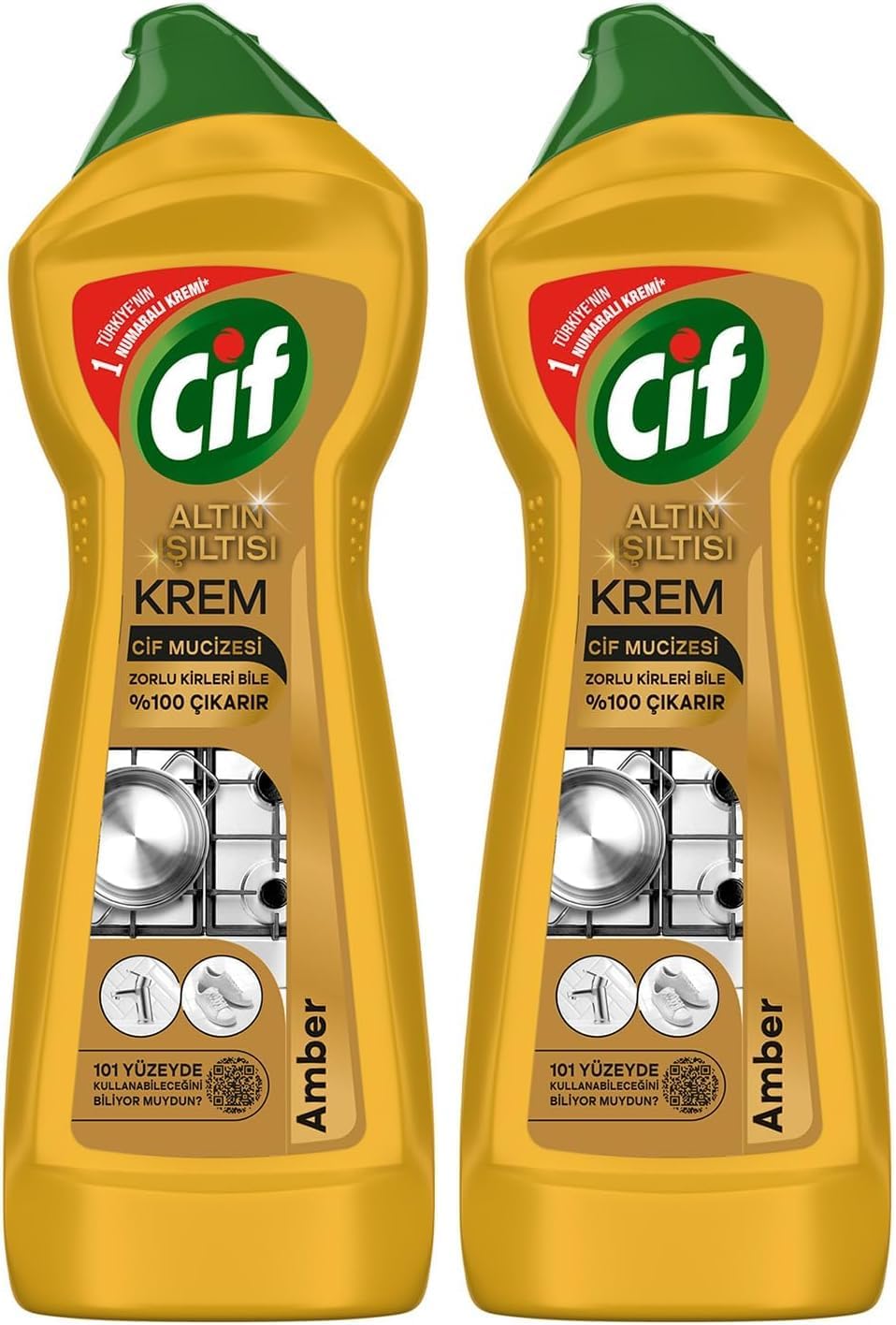 Cif Krem Yüzey Temizleyici Altın Işıltısı Amber Kokulu 750 ml 2li paket