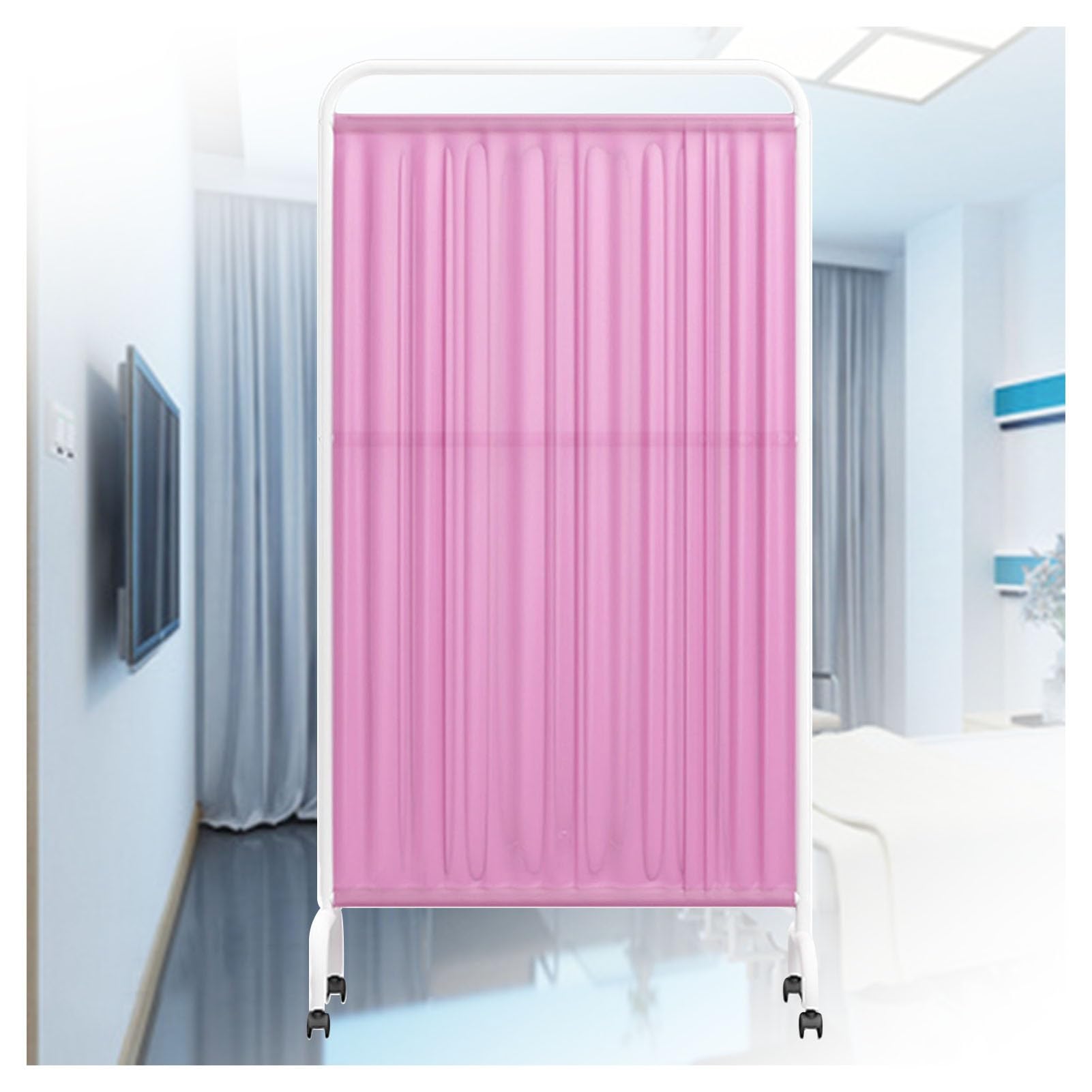 Biombo médico Plegable móvil, 180 x 89 cm, Separador de ambientes con Ruedas, Protector de privacidad portátil para Oficina, clínica, Restaurante y recibidor - Rosa, 1 Panel