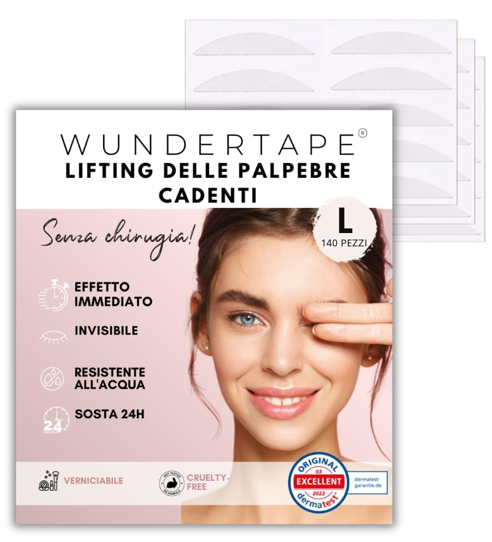 WUNDERTAPE "L" Strisce adesivi per occhi incappucciati - alza palpebre cadenti senza chirurgia! cerotti invisibile per sollevare le palpebre (lift stickers for eye lids) (144 x L)