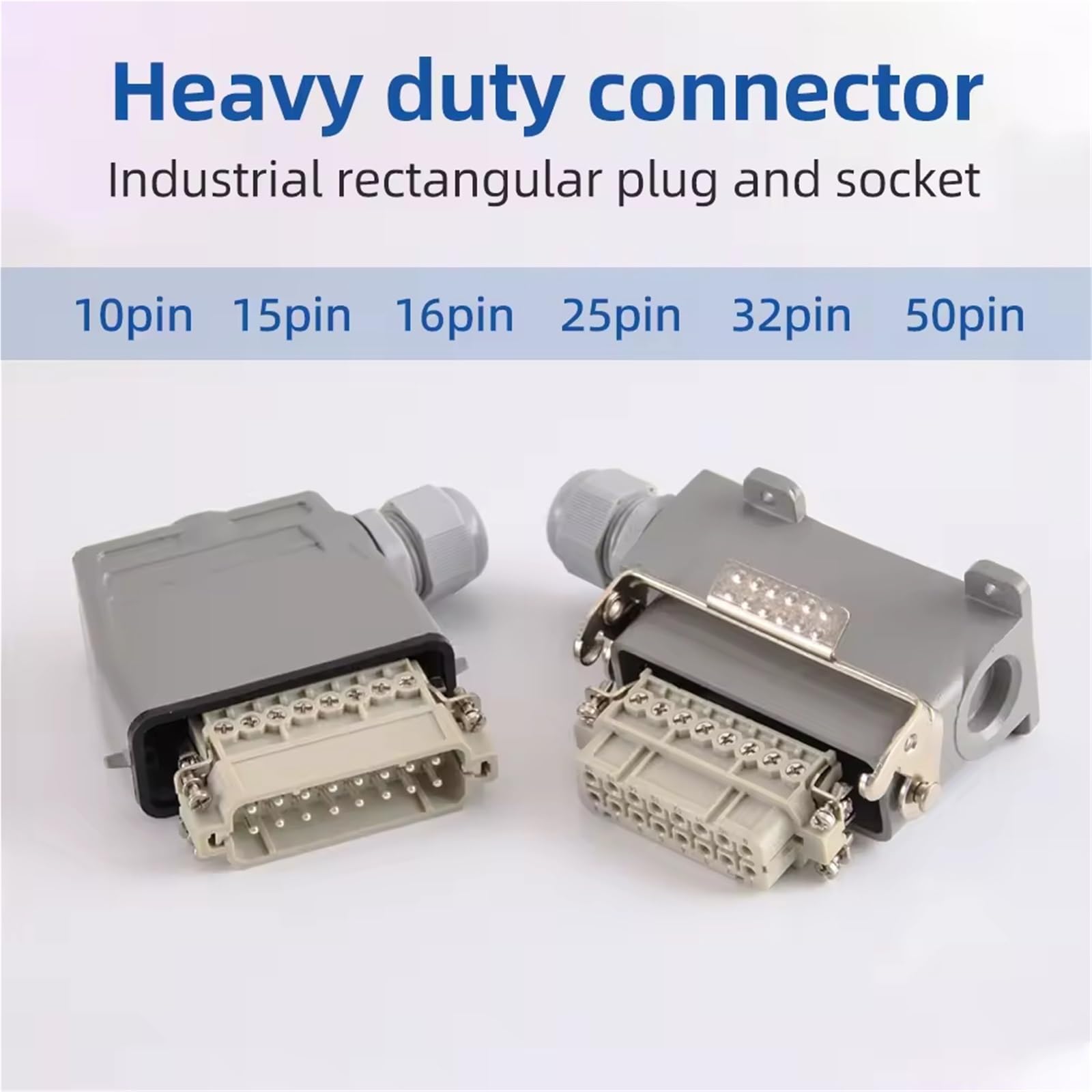 Connecteurs robustes à sertir à vis HA, côté supérieur, 10 broches, 16 broches, 32 broches, sans soudure (supérieur élevé, 50 p)