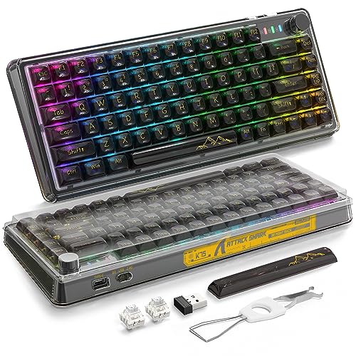 VGN GAMEPOWER K75 PRO 75% Custom Mechanical Keyboard with Knob & Transparent Keycap,Gasket Mounted TKL 82Keys Hot Swap Keyboard,Support QMK/VIA,2.4Ghz/BT5.0/USB-C Wired,Custom RGB,EVA Foam,for Win/Mac