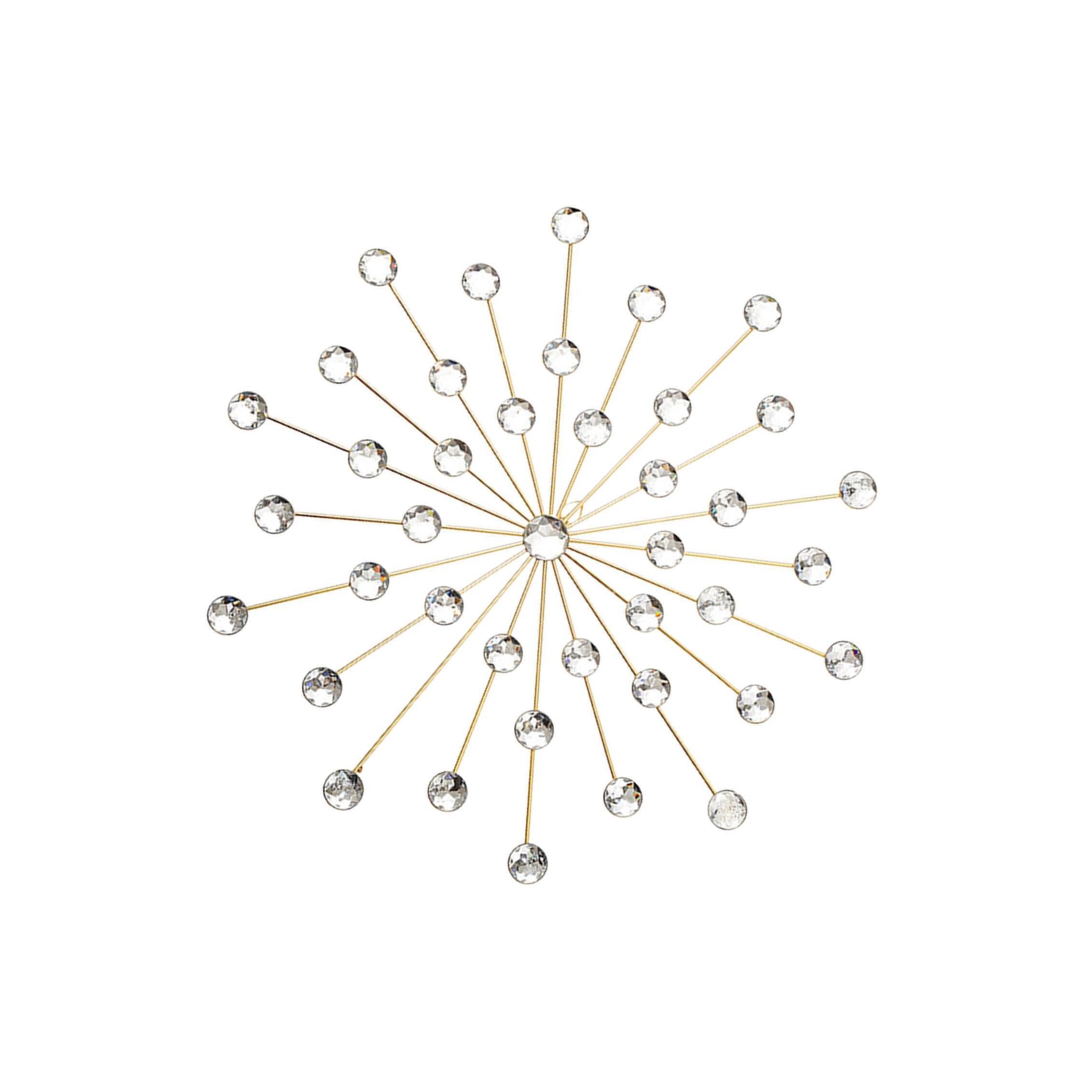 ALCXAZS Stylish Sparkling Wall Art Hanging Rhinestone Decor Instantly Beautifies Space With Classy Elegance And Usefulness Sparkling Home Decorative Artistic, Gold White, Diameter 44.5cm