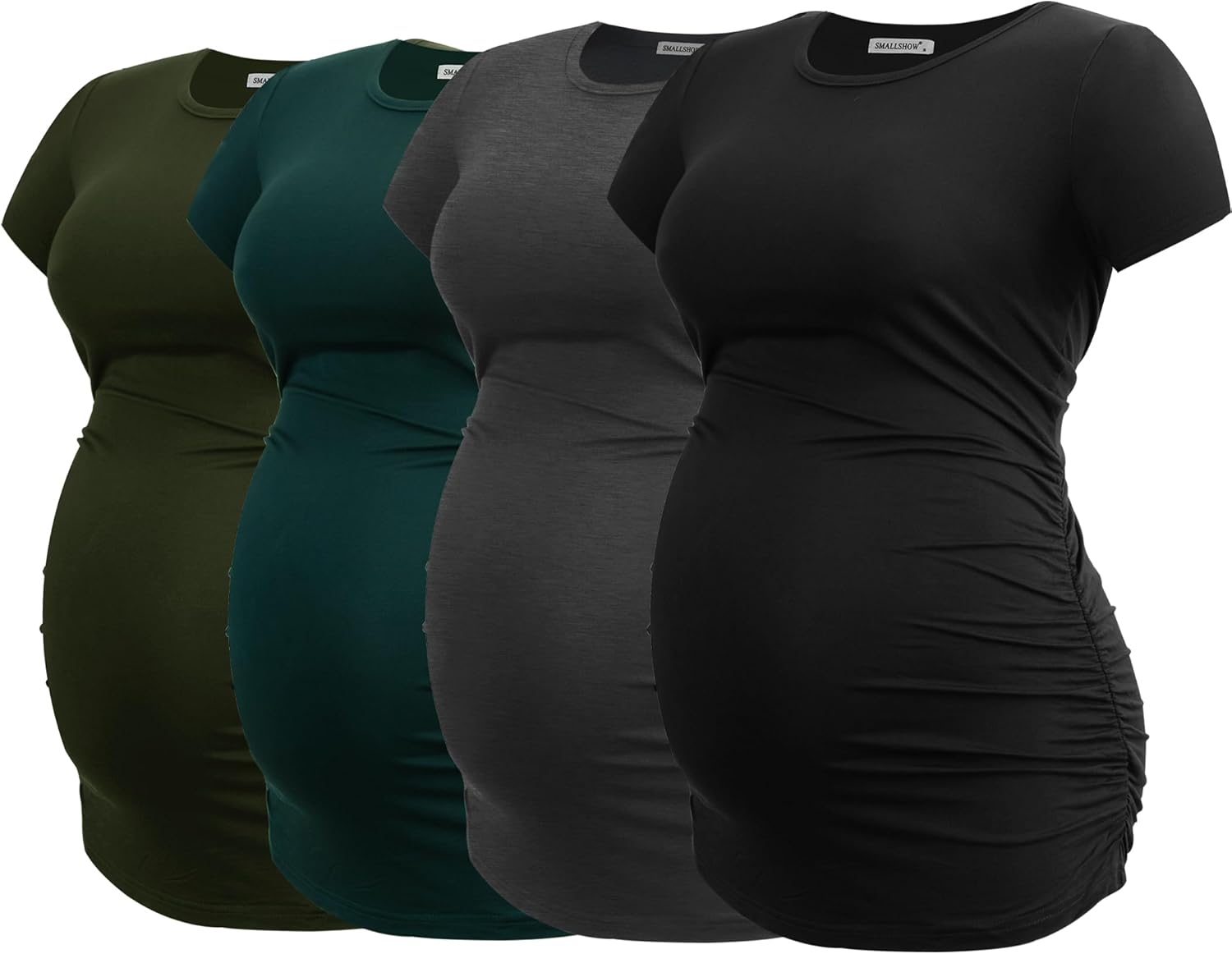 Smallshow Women's 4 Pack Maternity Shirts Short Sleeve Pregnancy Tops Clothes