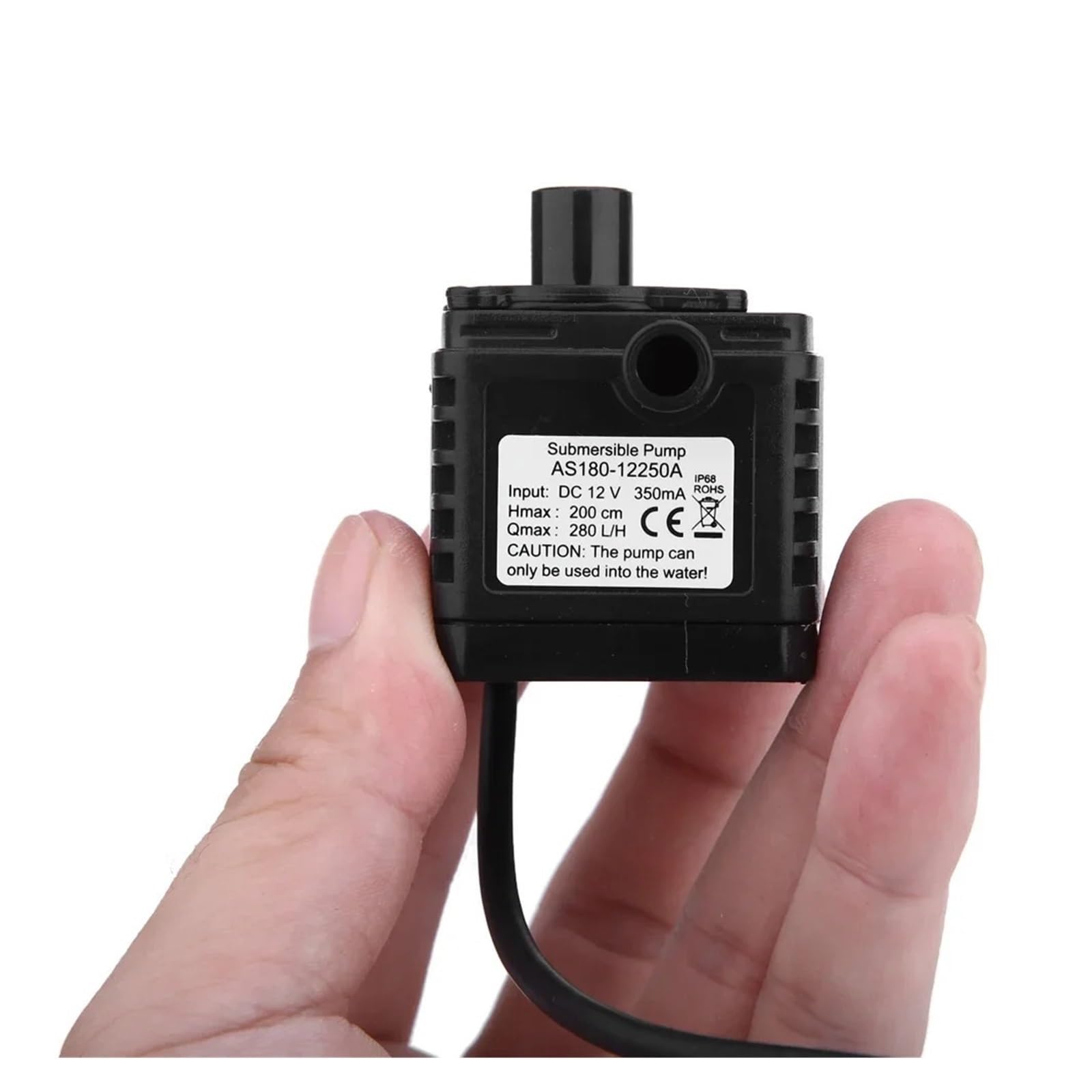 Bomba de agua de diafragma autocebante Mini bomba de agua sumergible sin escobillas, impermeable, 12 V CC, 280 l/h, for piscina, acuario y pecera.
