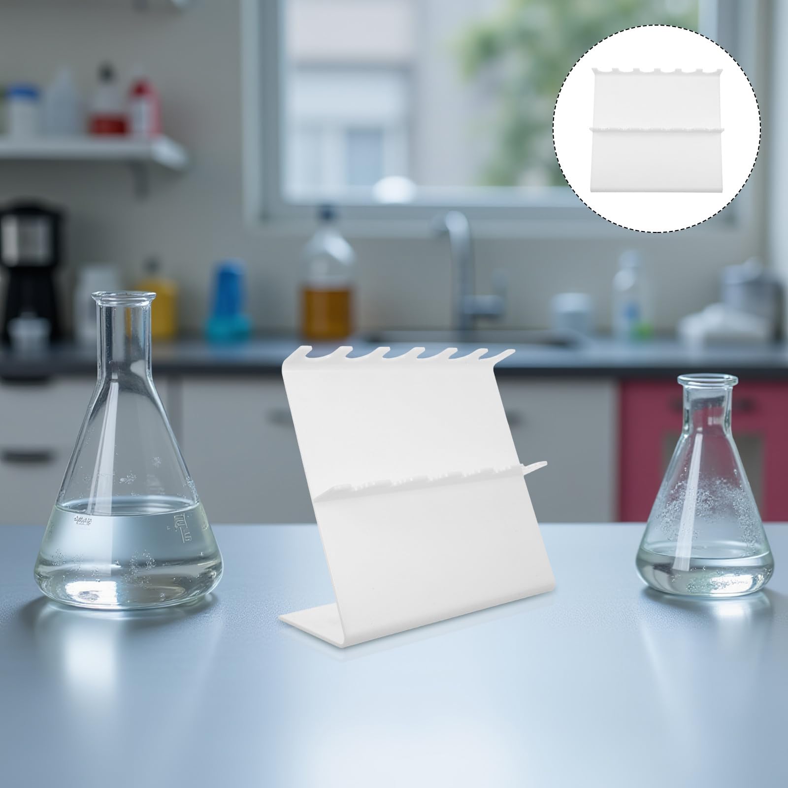 Soporte para Pipetas de Plástico Blanco Diseño en Z, Almacenamiento Versátil y Ahorro de Espacio para Uso en Laboratorio Profesional