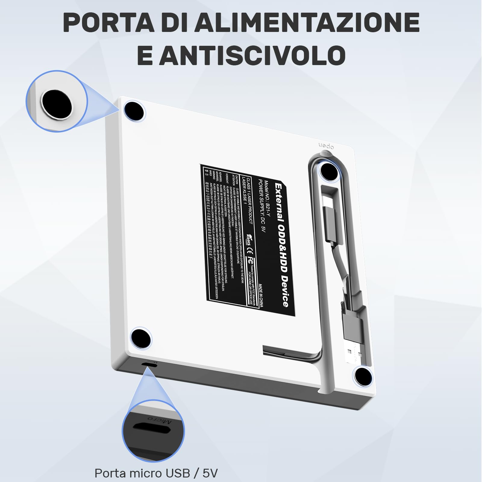 UNITEK Masterizzatore esterno USB 3.0&Type C Unità CD/DVD esterna -/+RW con slot per scheda SD per PC Laptop, Desktop, Portatile, Macbook Pro/Air per Windows 11/10/8.1/7/XP/Vista/Linux/MacOS
