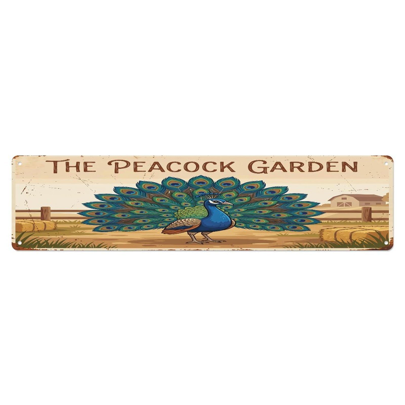 Vintage Peacock Farm Scene The Peacock Garden Metal Tin Sign