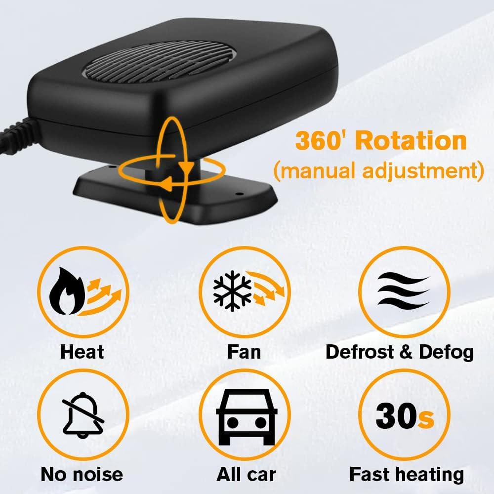 Leaflai Riscaldamento auto 12 V Invernale Auto Sbrinatore Riscaldamento Portatile Antiappannamento Auto 2 in 1 Riscaldamento/Raffreddamento Auto Sbrinatore Da Collegare all'Accendisigatore di Piccole