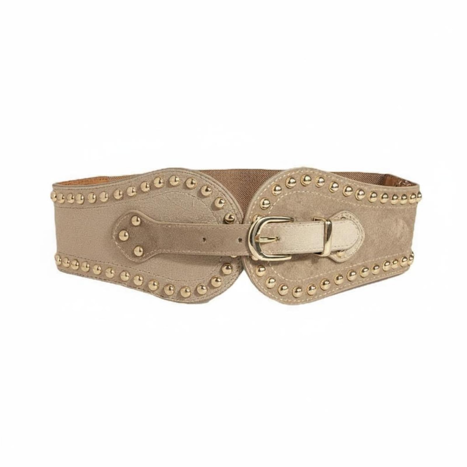 Merishopp Stretch Fit Wide Elastic Waist Belt Adjustable Studded