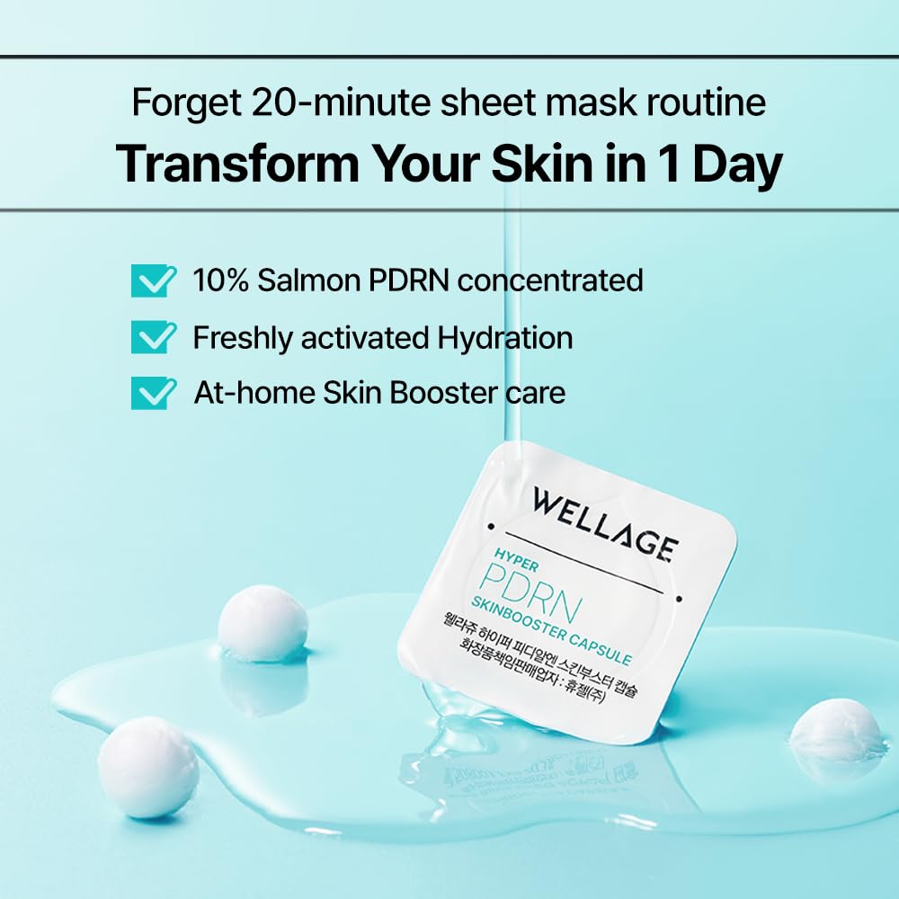 WELLAGE Hyper PDRN One-day Kit 7ea, Hydrating Peptide for Face, Korean Skin care, PDRN, Niacinamide, Hyalruonic acid, Pore minimizing