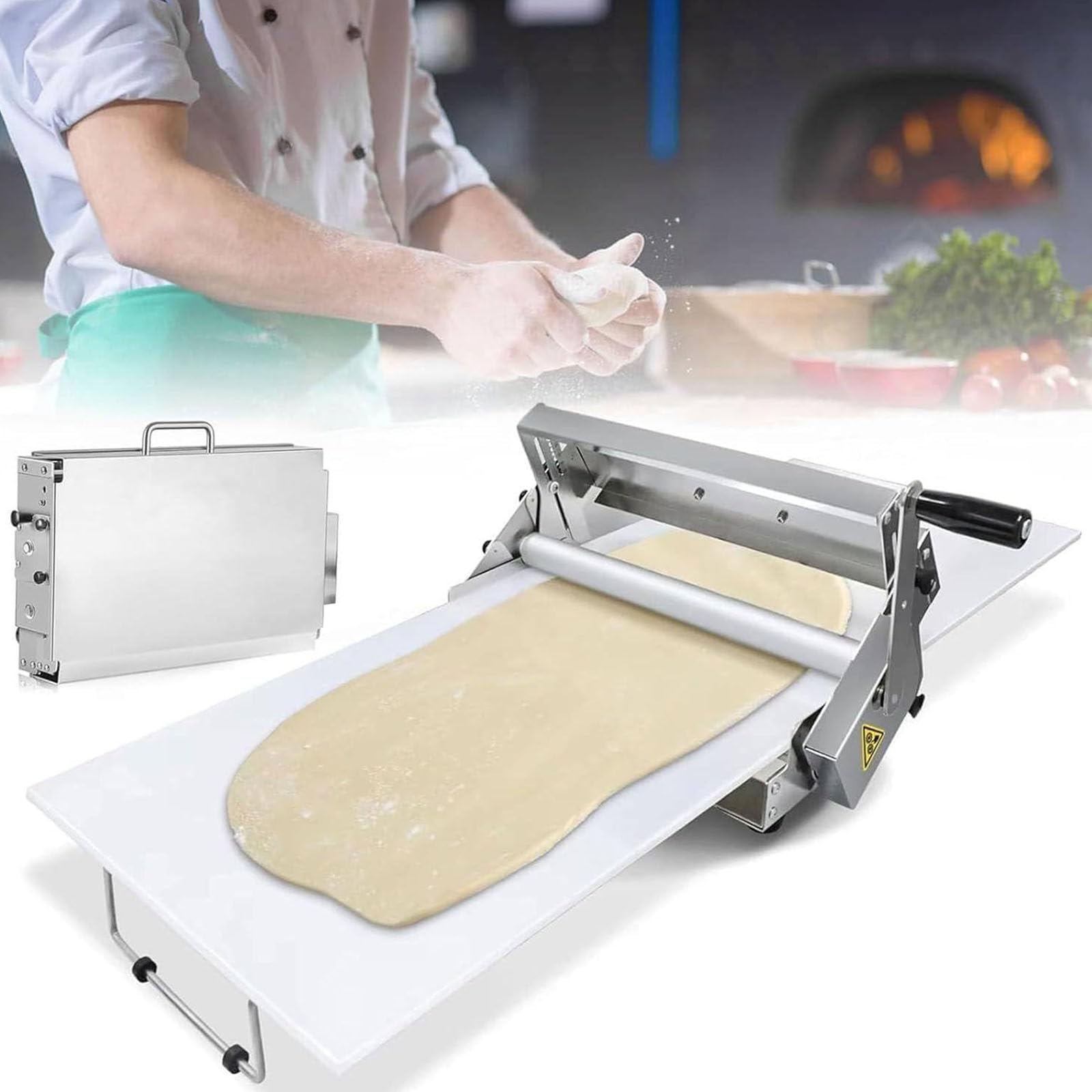 wałek do ciasta， Ręczna wałkarka do ciasta 2"/15,7" z regulowaną grubością, do pizzy, croissantów, ciast i fondantu(Rs101)