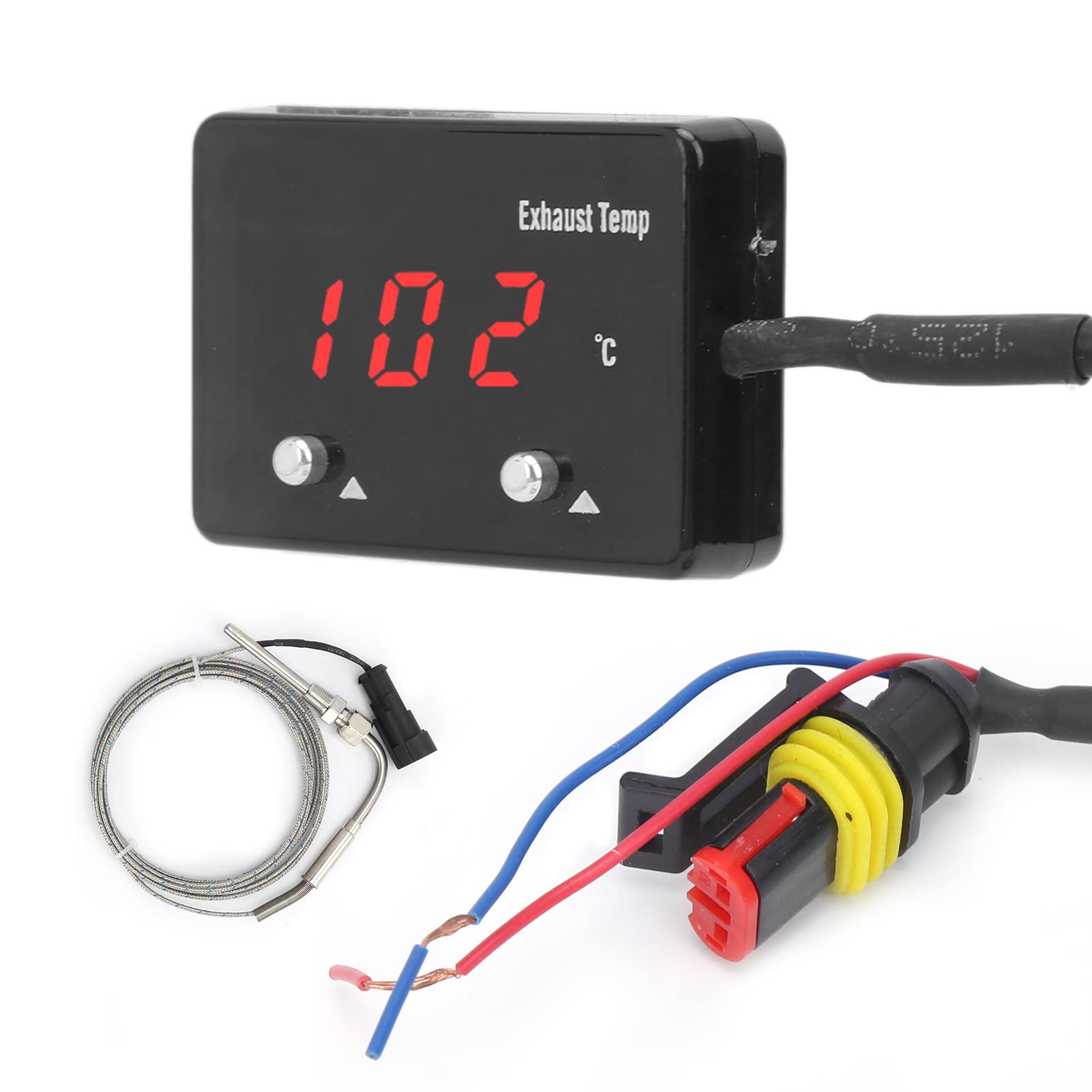 Misuratore EGT Indicatore Temperatura Gas di Scarico Display LED Digitale 0-1000 ℃ con Connettore Livello di Avviso Regolabile per Veicoli 12V