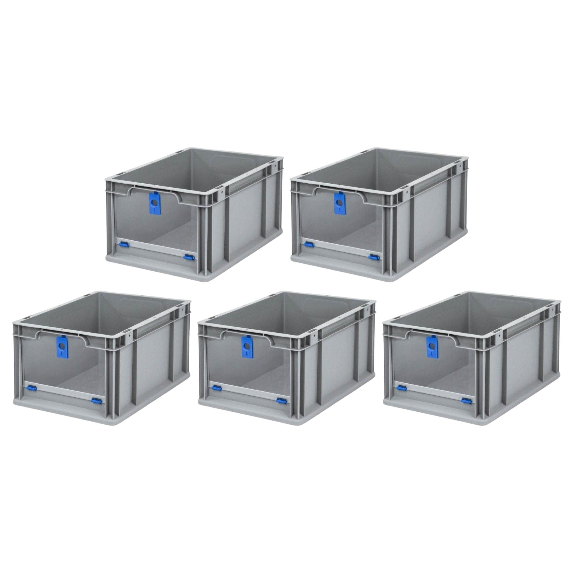 PROREGAL SparSet 5x Eurobox NextGen Insight Cover | HxBxT 22x30x40 | 20 Liter | Hoch/Blau | Eurobehälter, Transportbox, Transportbehälter, Stapelbehälter