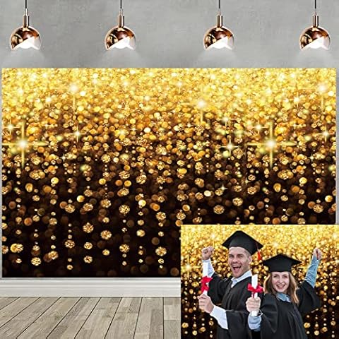 Golden Bokeh Class of 2022 Backdrop Glitter Sequin Spots Selfie Portrait Congrats Grad Photography Background 7x5ft Birthday Wedding Baby Shower Party Banner Decor Photo Props (7X5FT) Cover