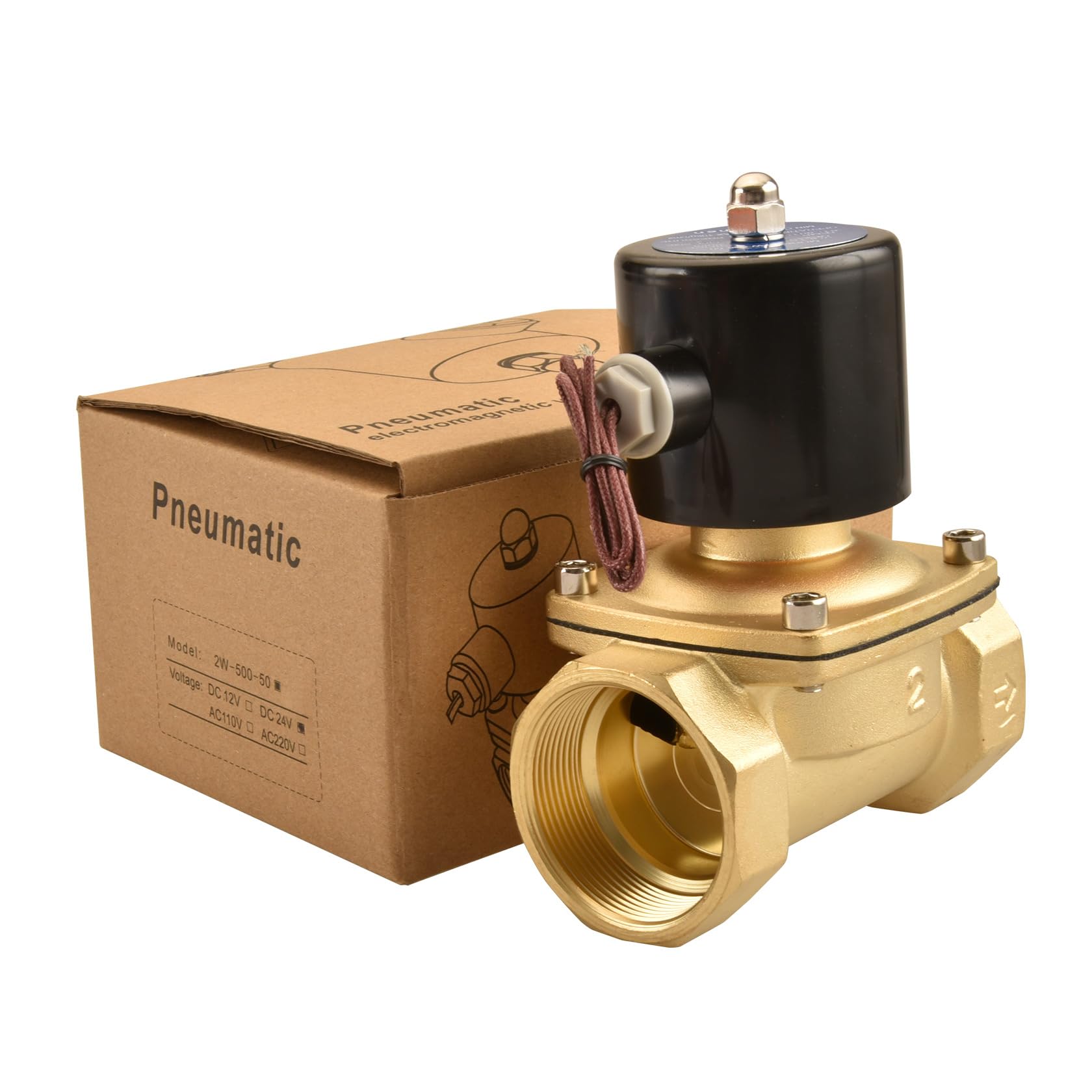Heschen ottone elettrico elettrovalvola, 2W-500-50, PT 2'', DC24V, diretto azione acqua aria gas, normalmente chiusa, valvola di ricambio
