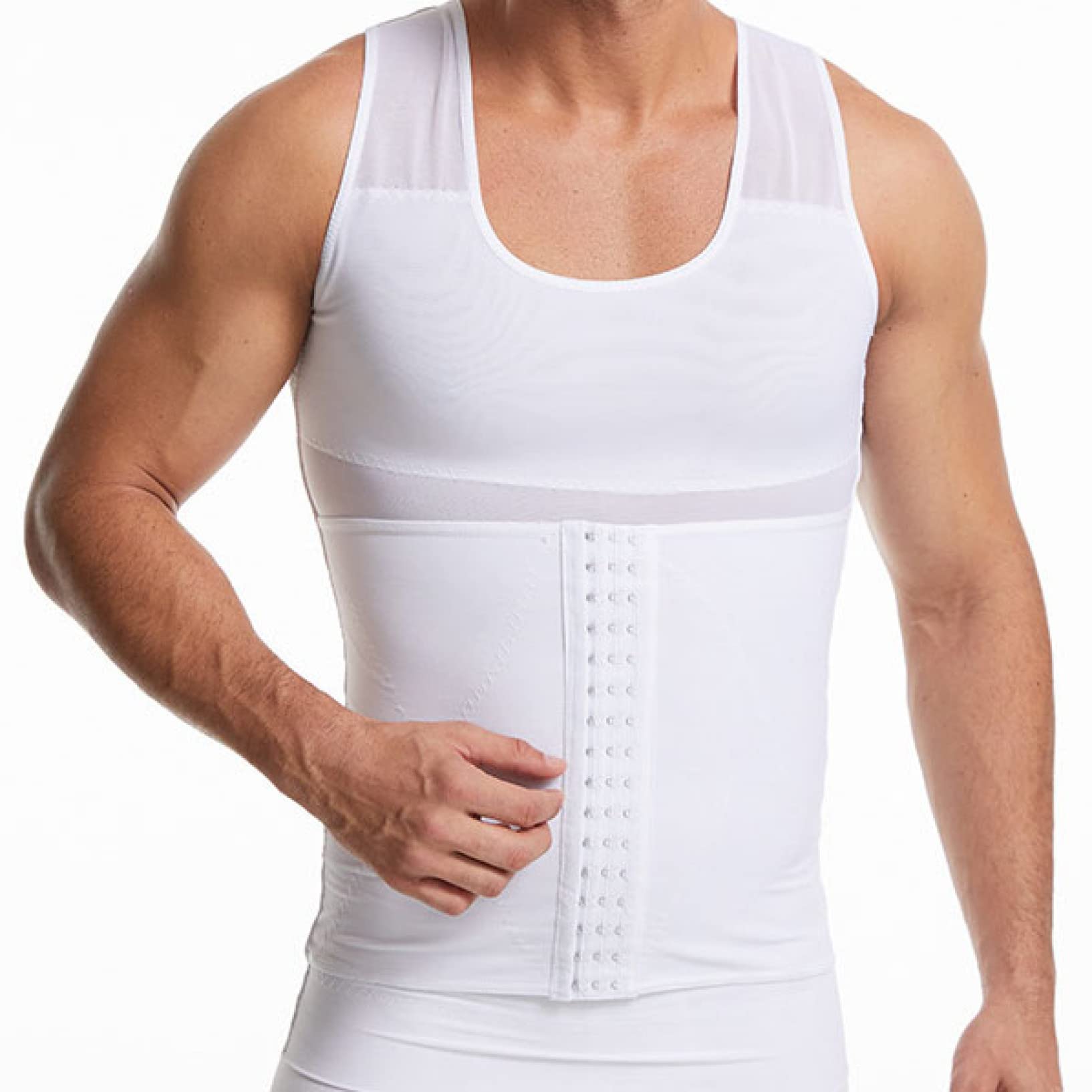 Hombres Fitness Body Shaper - Crochet Cintura Cincher Fajas Estiramiento Abdomen compresión Camiseta sin Mangas Ropa Interior para Gimnasio
