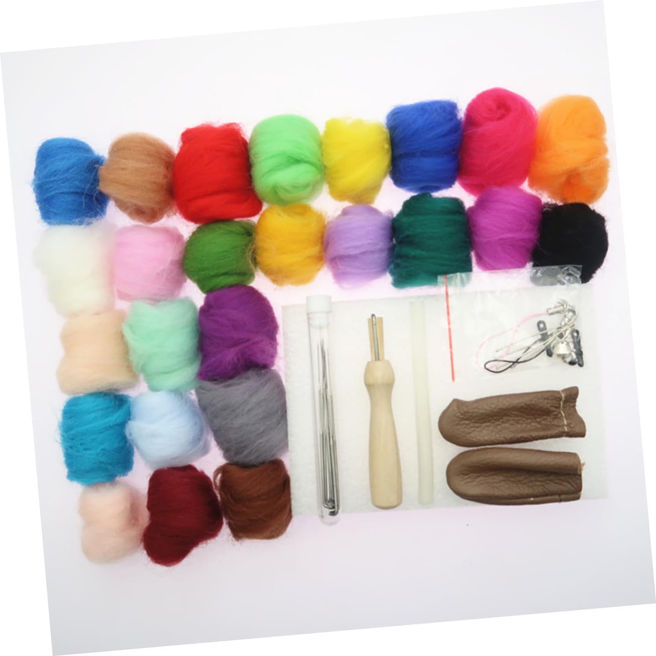 Operitacx 2 Sets Quality Wool Yarn Tool 25 Colors Felting Wool Kit Ideal for Needle Felting Projects