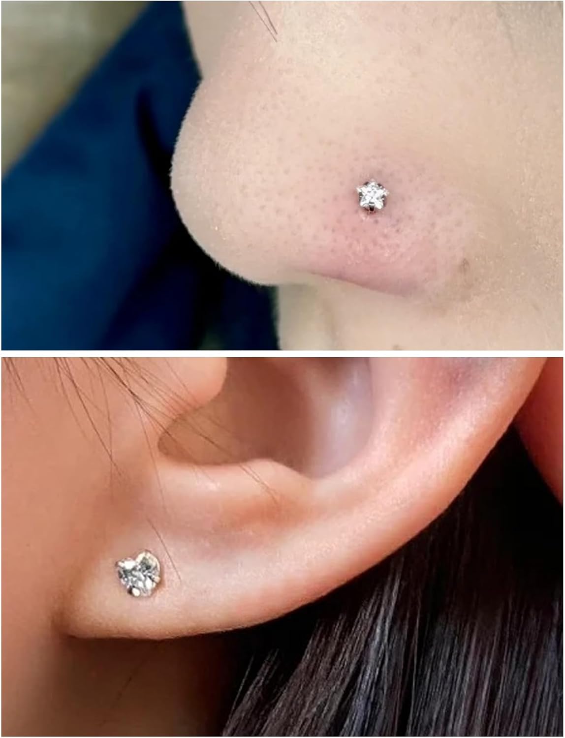 14K Gold Filled 20G Nose Rings Studs Piercing Jewelry For Women Men 316L Surgical Steel Flower Butterfly Cubic Zirconia Nose Rings Studs Nostrial Piercing Jewelry For Women Men Clear Pink CZ - Image 5