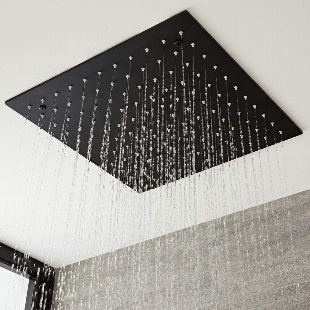 Milano Nero 400mm Square Ceiling Mounted Recessed Shower Head – Black