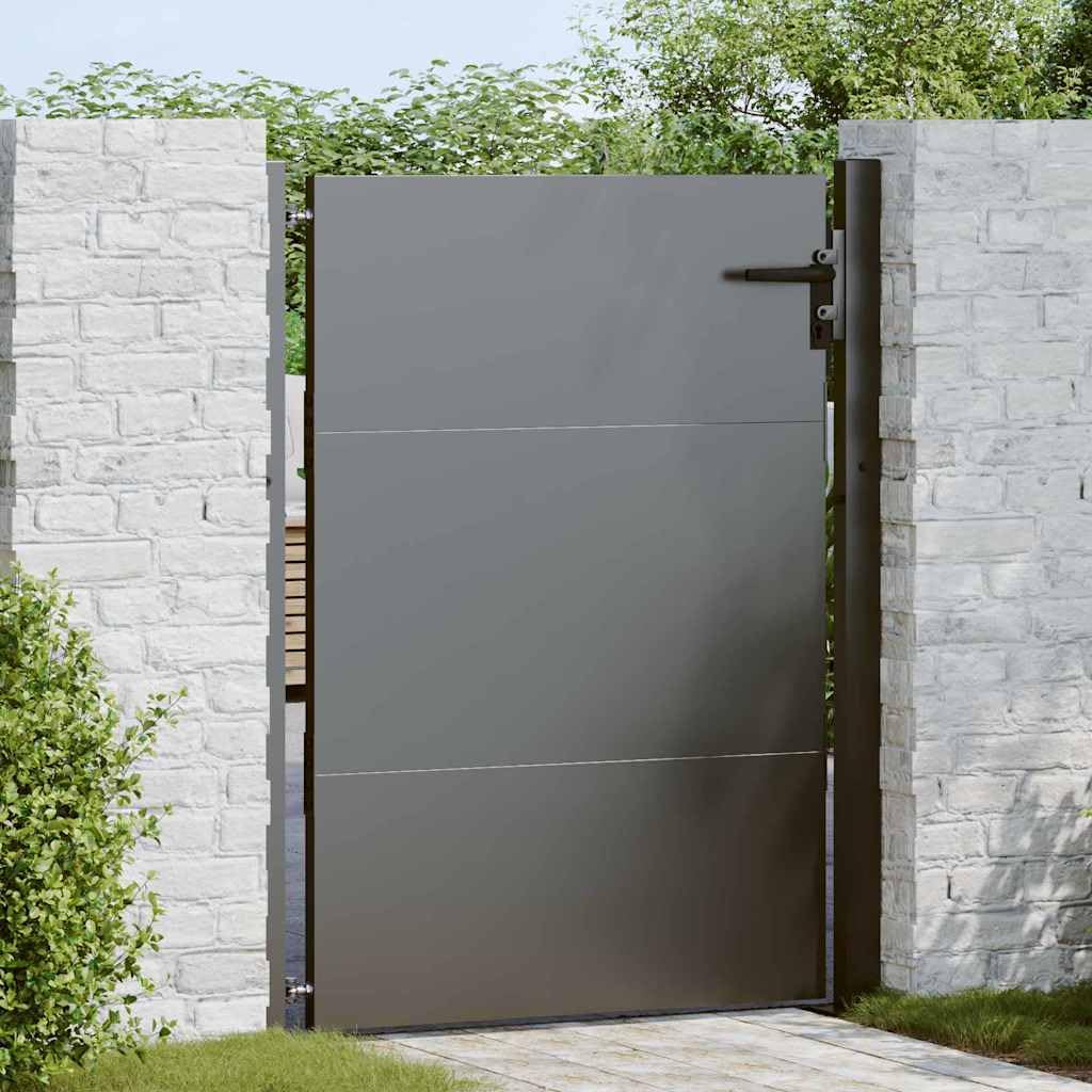 vidaXL Puerta de jardín con Cerradura Negro 85 x 155 cm, Puerta Elegante para jardín y terraza, Acero Metal, diseño Moderno, Resistente al óxido, a Prueba de Clima