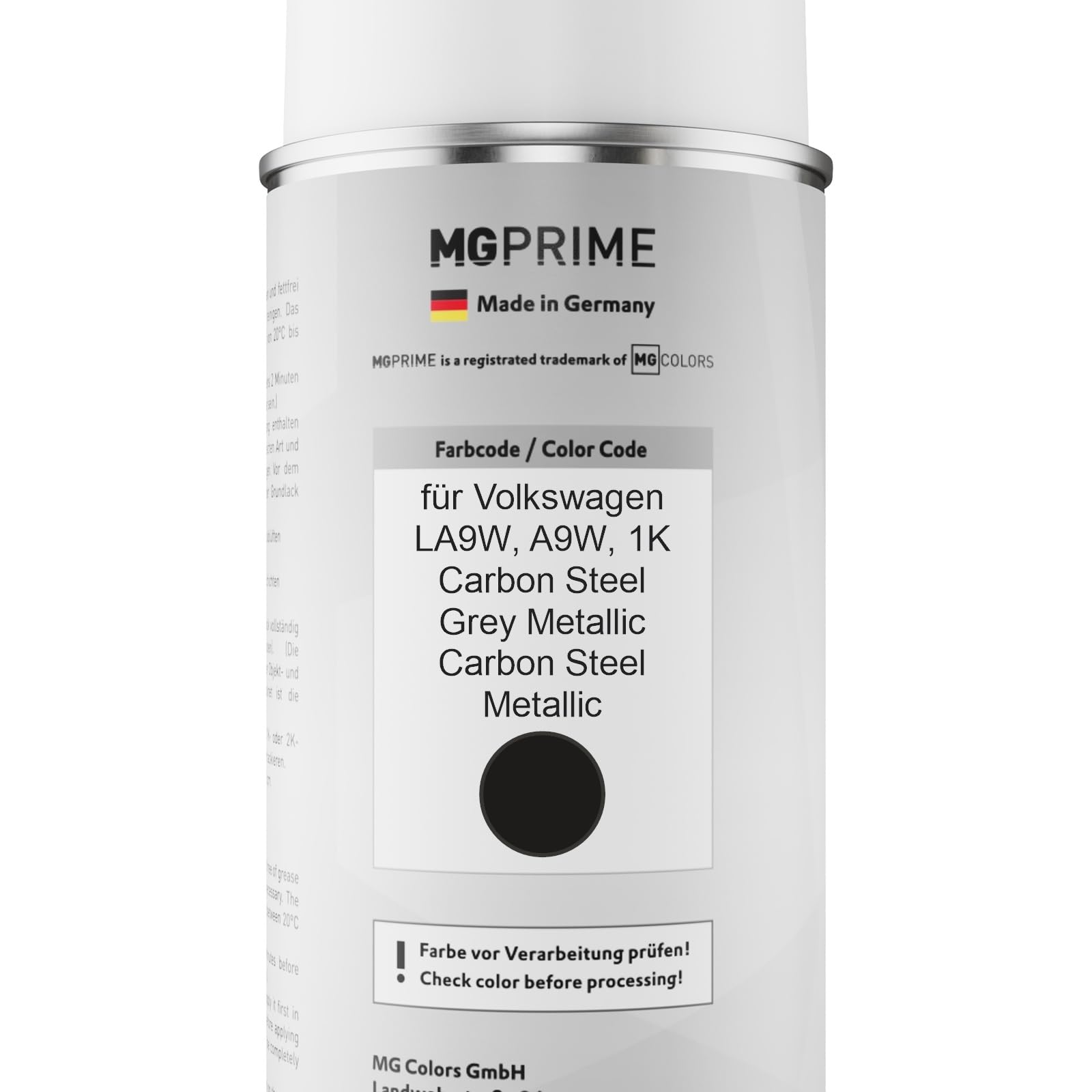 MG PRIME Vernice per auto Kit bombolette spray 2K per Volkswagen VW LA9W / A9W / 1K Carbon Steel Grey Metallic/Carbon Steel Metallic Vernice di base 2 componenti vernice trasparente