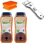 2x Hob Brite Hobs Cream Cleaner 300ml With 1x Hob Scraper & 1 Sourer Non Scratch For Floor Cement Ceramic Tile Induction Cooker Surface Glass Stainless Steel Easy To Use