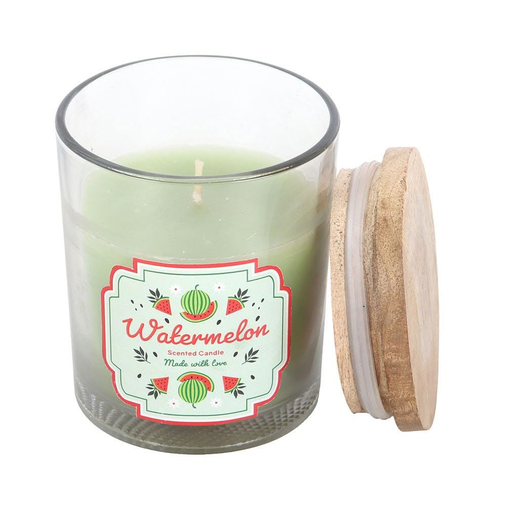 Watermelon Scented Candle – Refreshing Watermelon Aroma, Attractive Design with Vibrant Print, Long Burn Time, Wooden Lid for Freshness, Gift-Ready Packaging