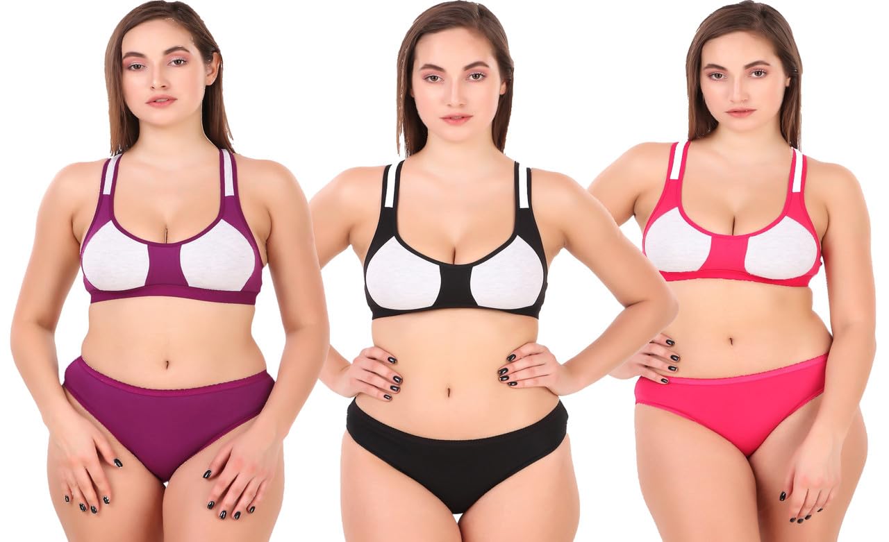 Women Bra Panty Set Non paddad Reguler Bra Panty Lingerie Set-image-30