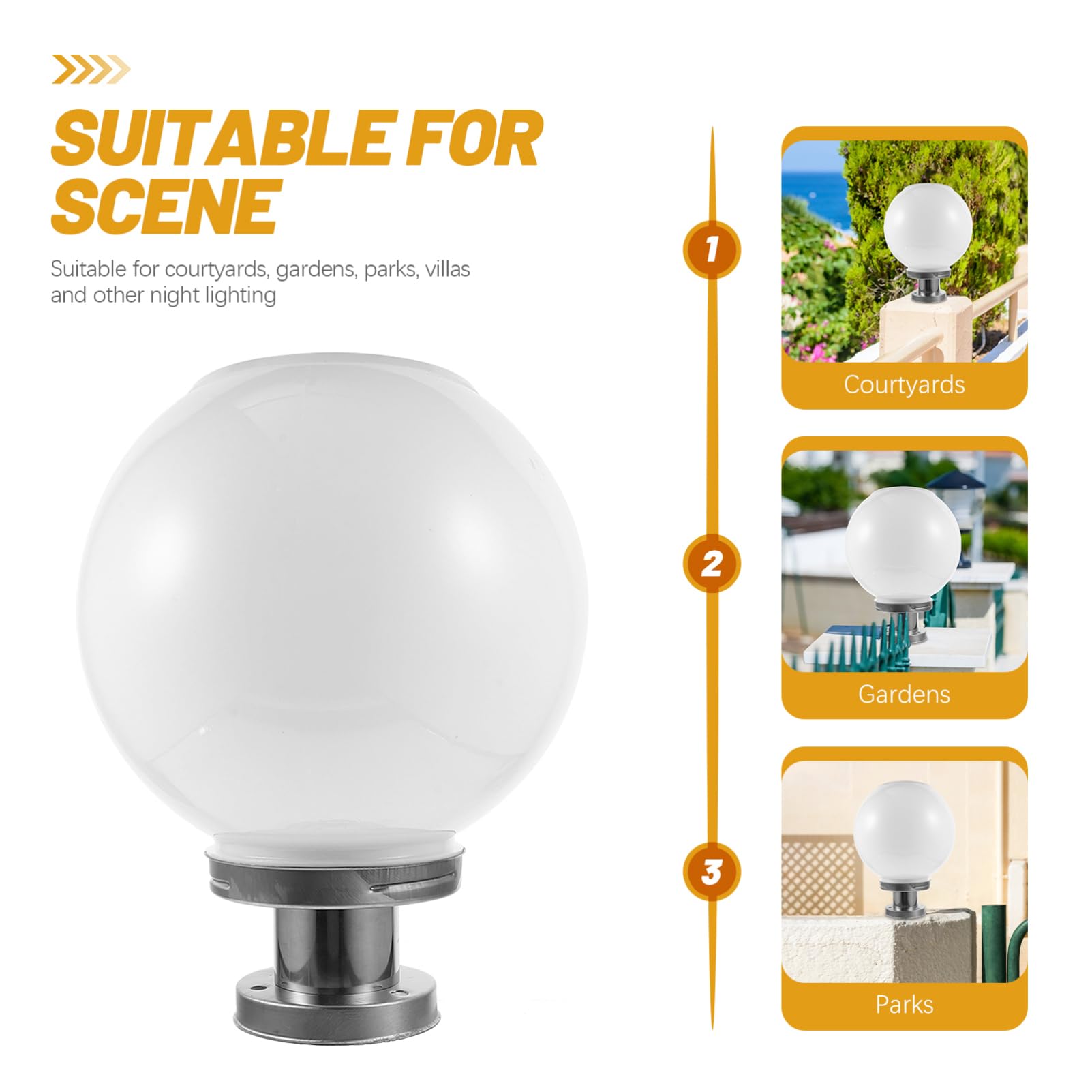 BESTonZON Lámpara Solar Para Exteriores Forma De Bola, Luz Solar Estigmatizada, Blanca 250mm, Aplique De Pared Para Patio, Resistente Al Agua, Luz Ambiental Para Jardín