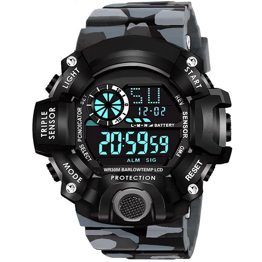 FixBit Digital Sports Watch, Silicone Strap, Multi-Function, Waterproof & Shockproof Wrist Watch for Men & Boys Fashion, Gift, Styling (Grey Military) (B0CQCN2Q5X) Amazon Price History, Amazon Price Tracker