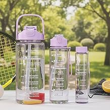 zEdx Motivational Water Bottle Combo for Office School Gym | Time Marker 2L 900ml 300ml