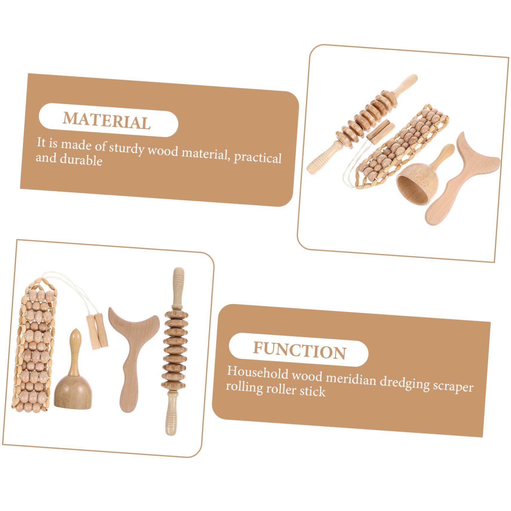 Tabla de Raspado Gua Sha de Madera, Juego de 4 Piezas para Masaje Corporal | Madera Natural, Diseño Simple y Ligero, Uso Doméstico, para Masaje y Cuidado Corporal, Formato Práctico