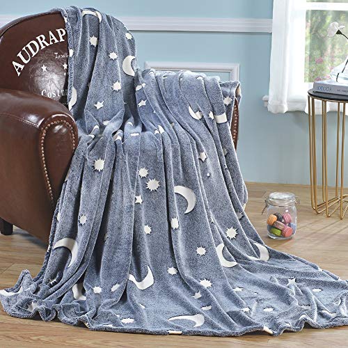 Decosy Glow In The Dark Throw Blanket, Premium Super Soft Fluffy Plush Luminous Blanket, Fun Gift For Kids Boys Girls, Birthday,Christmas, 50''X60'' Dark Gray #TOP4