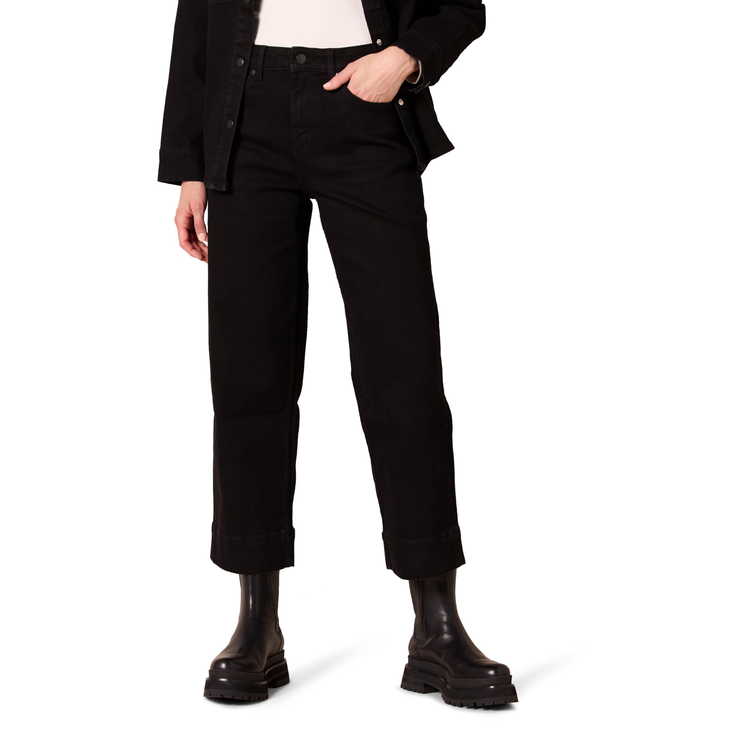 Amazon Essentials Women's High-Rise Regular-Fit Ankle-Length Wide-Leg Jean