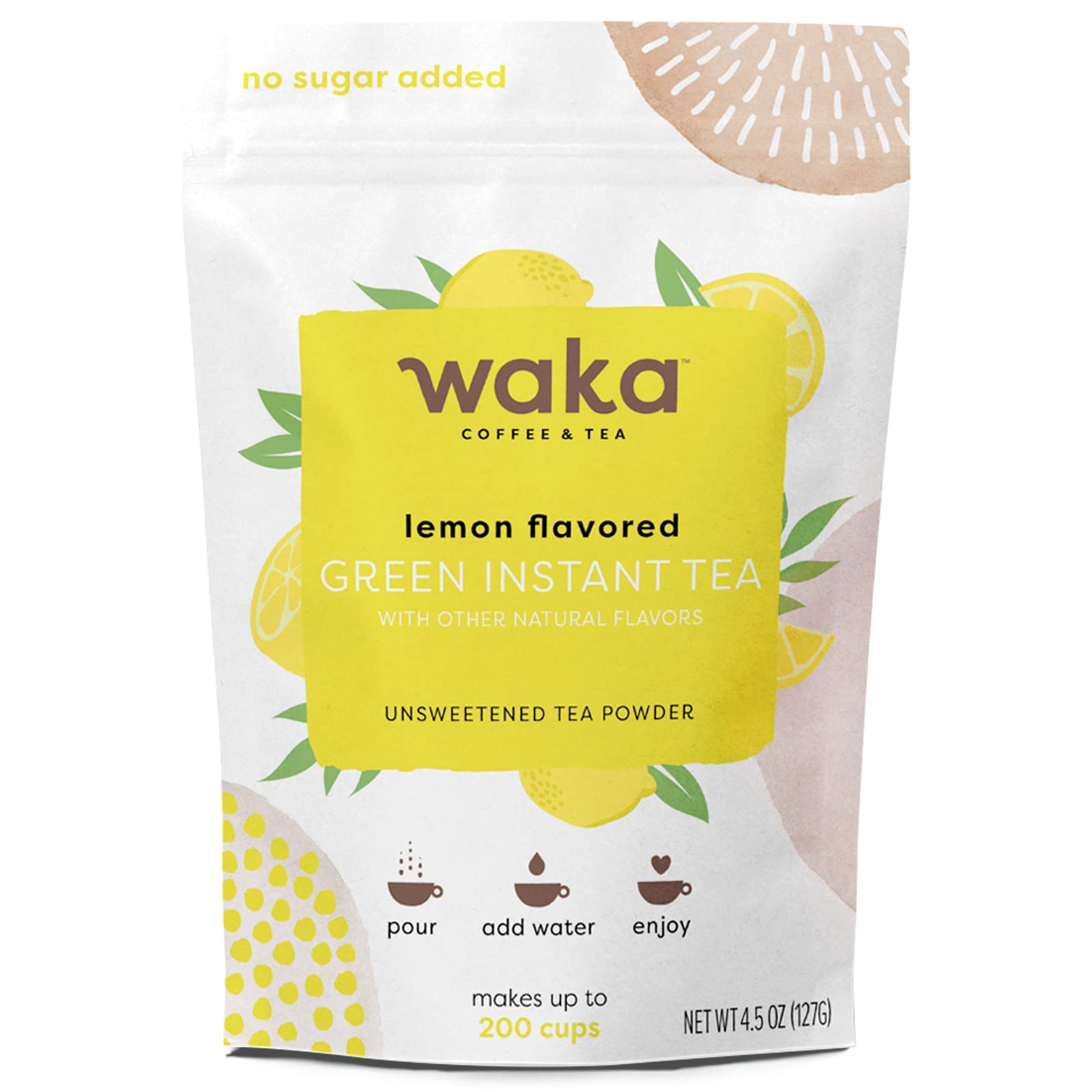 Buy Waka Quality Instant Tea — No Sugar Added & Unsweetened Lemon Flavored Green Tea Powder