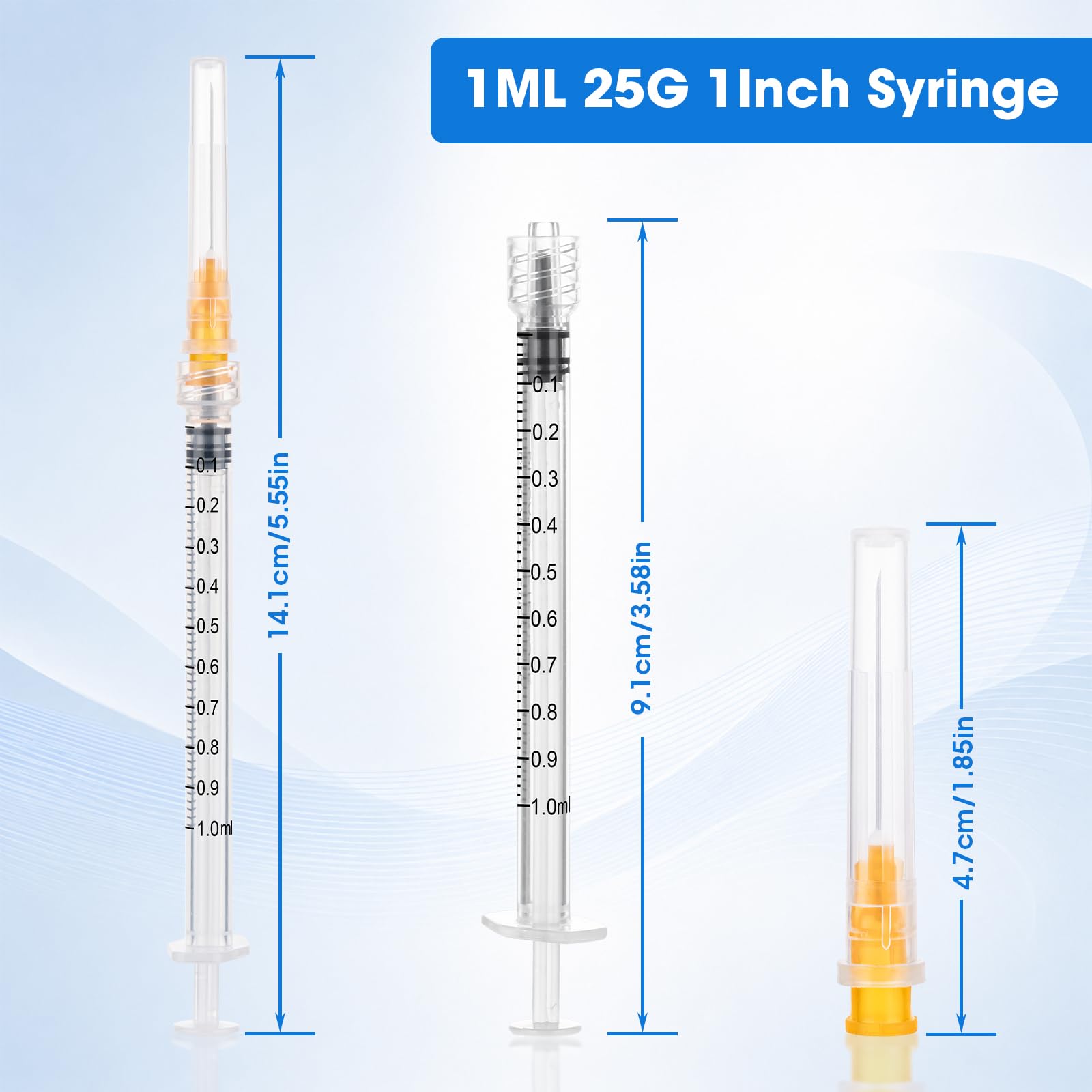 1ml Syringes with 25G 1 Inch(25mm), 1cc Luer Lock Syringes, 100 Pack — Amazon image 6