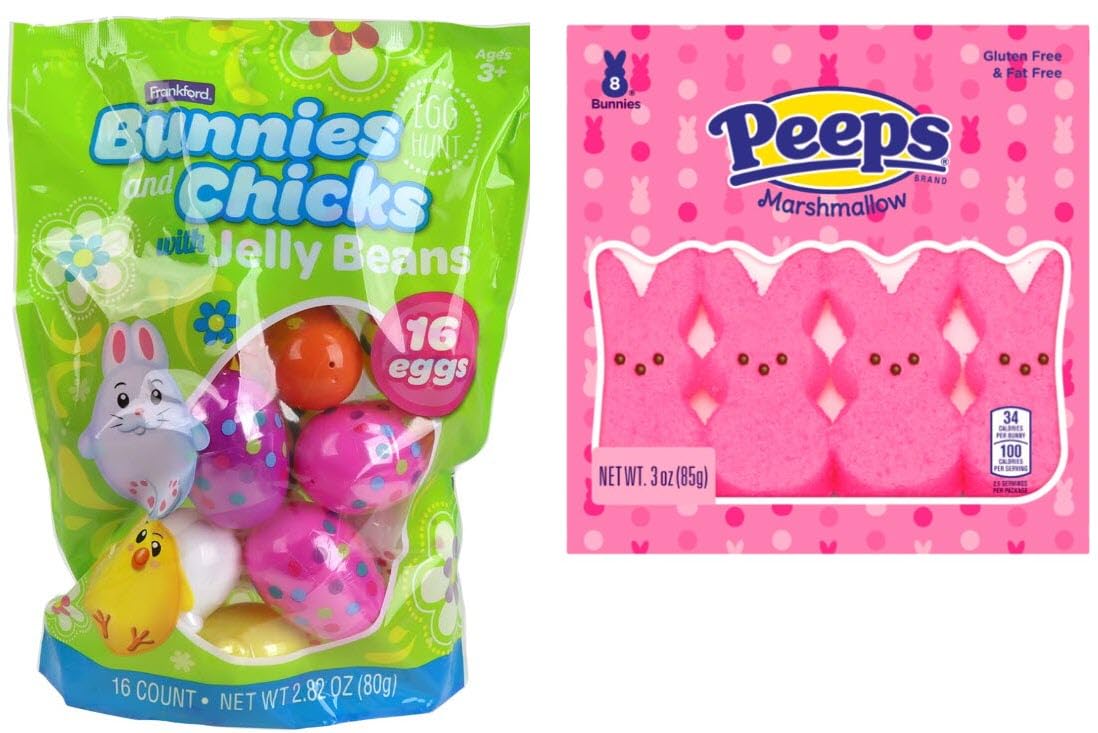 A Gift Set of Bunnies and Chicks with Jelly Beans; And