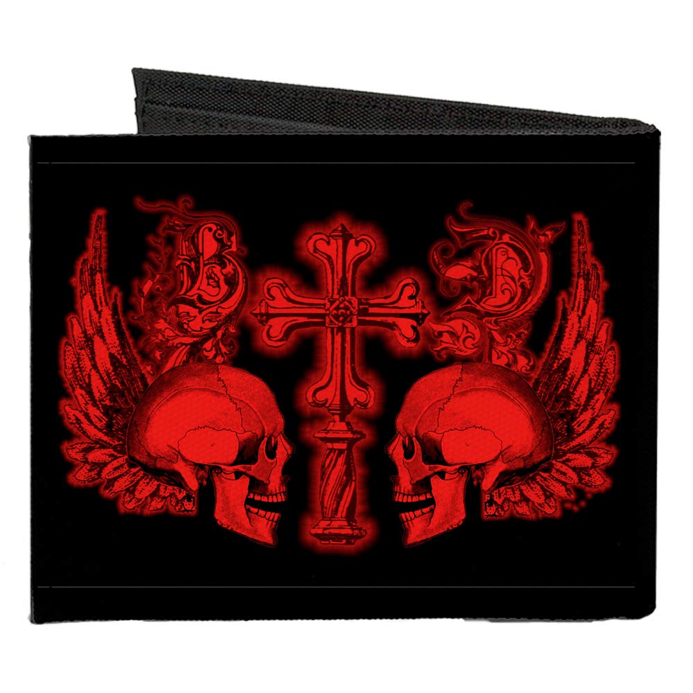 Buckle-Down Men's Standard Canvas Bifold Wallet Skulls, 4.0