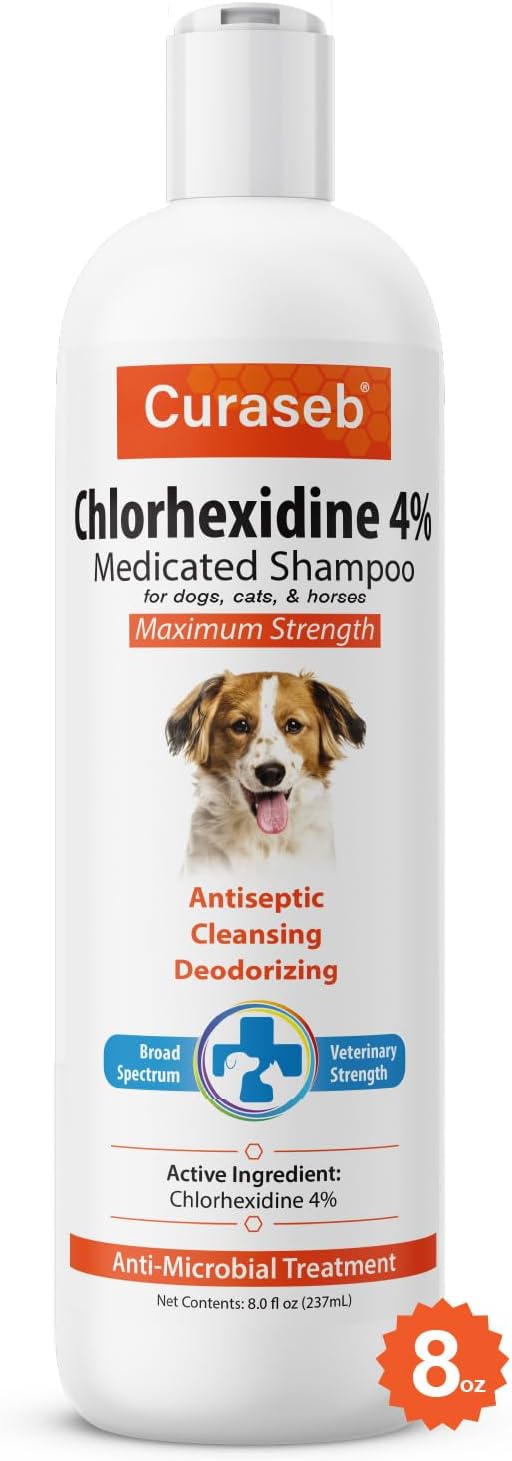 Curaseb Chlorhex 4% Shampoo for Dogs & Cats, Vet Strength Formula, 8oz