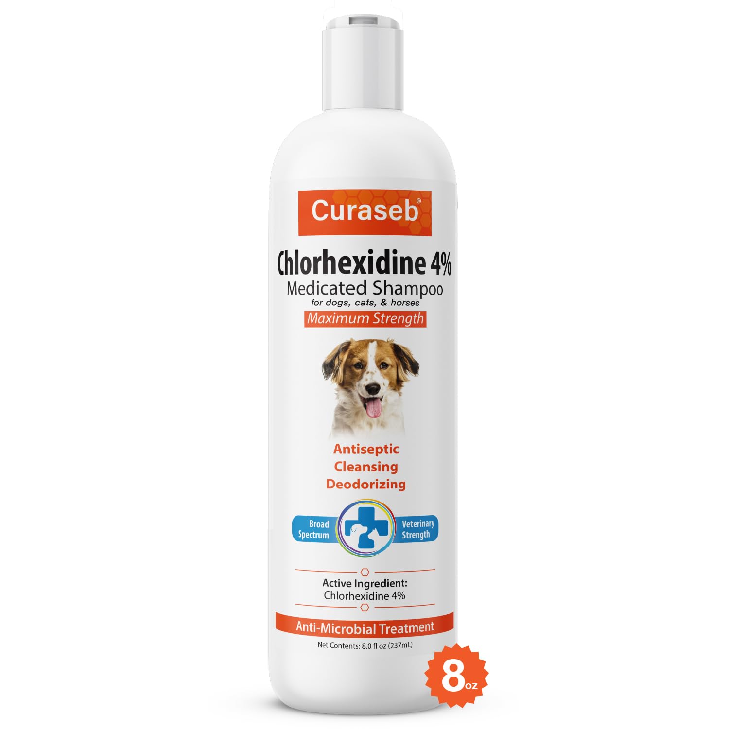 Chlorhex 4% Shampoo for Dogs & Cats, Vet Strength Formula, 8oz