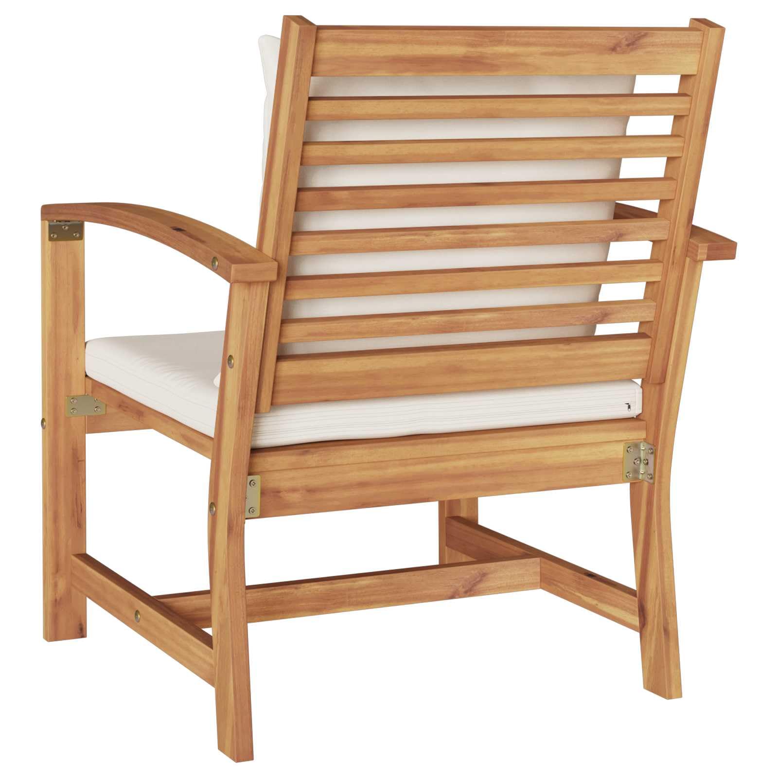 2 sedie marrone e crema, 65 x 60 x 76,5 cm, in legno massello teak, set di mobili da giardino con forma rettangolare e tocco rustico per terrazza ed esterni, design resistente alle intemperie