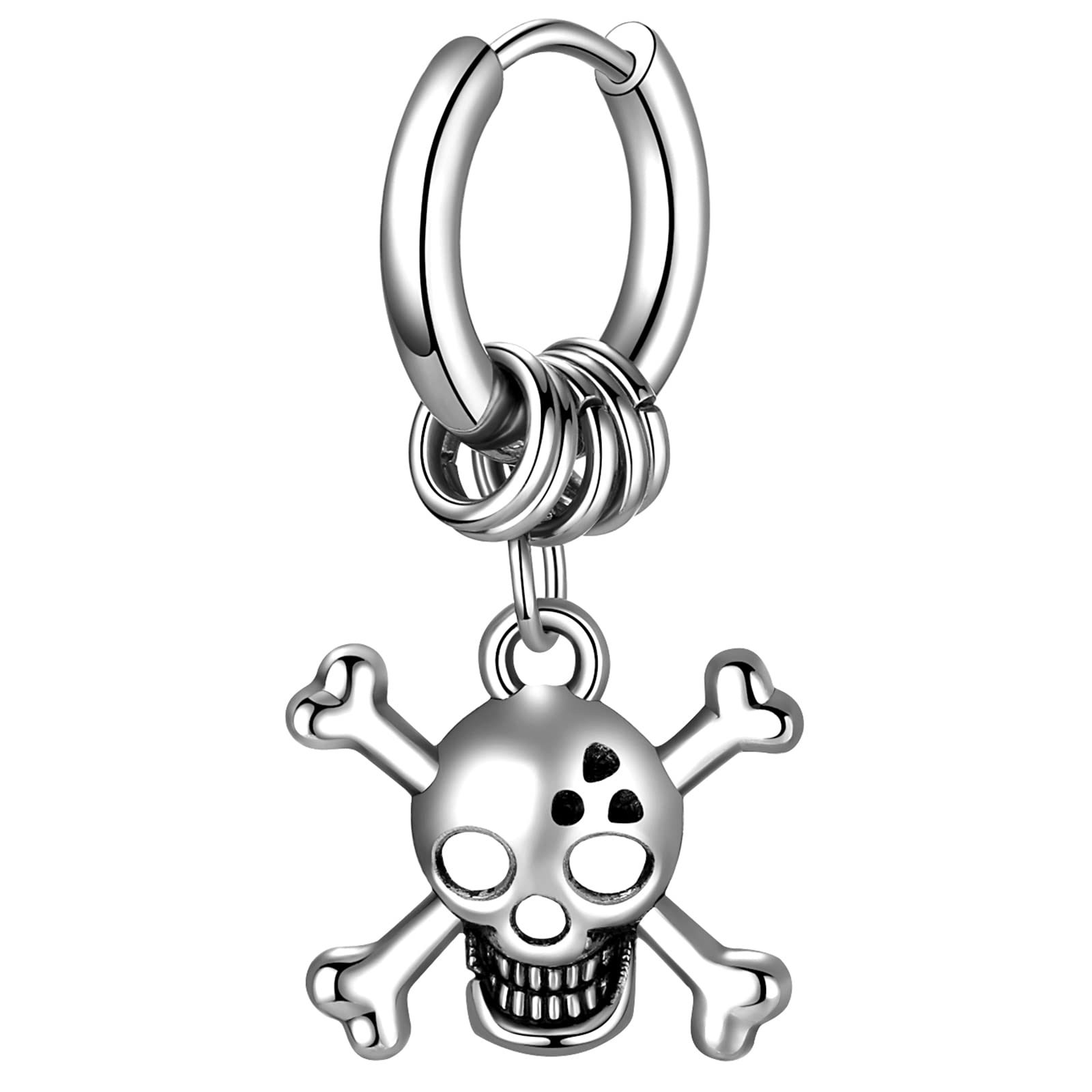Flongo Heren oorbellen roestvrij staal met hanger - zwaard, staart Flongo Heren oorbellen roestvrij staal met hanger - zwaard, staart