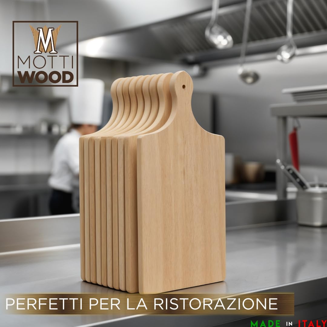 Set 10 Taglieri da Cucina con Manico, 100% Legno Faggio, Perfetto per Tagliare e Servire, Dimensioni 35x14x1hcm, Alta Resistenza, 10 Taglieri, Made in Italy