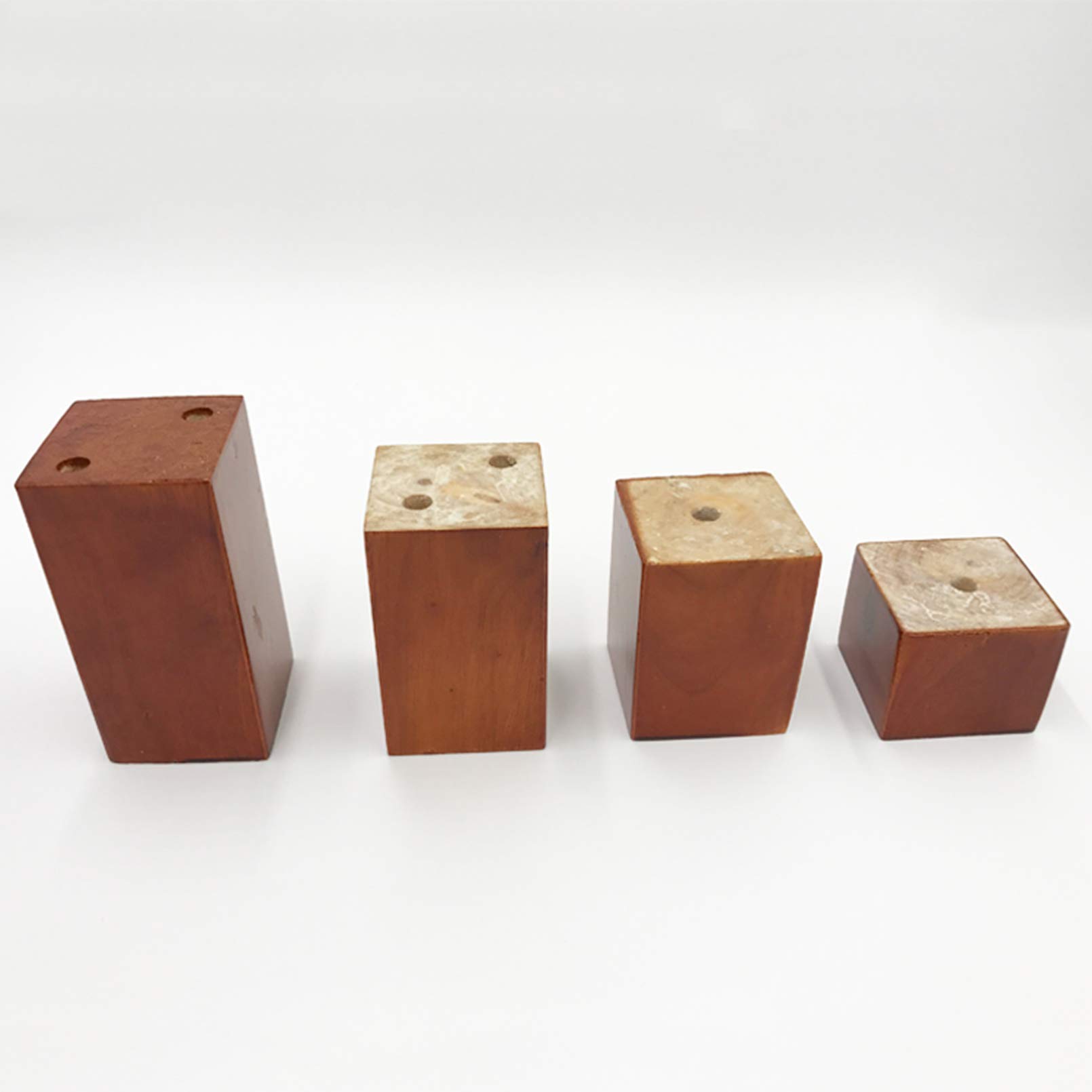 4 gambe per divano in legno, piedini di ricambio per mobili quadrati, poltrona, armadio, in gomma, legno, per divano, comodino, cassettiera, larghezza 8 cm con accessori di installazione (rosso-
