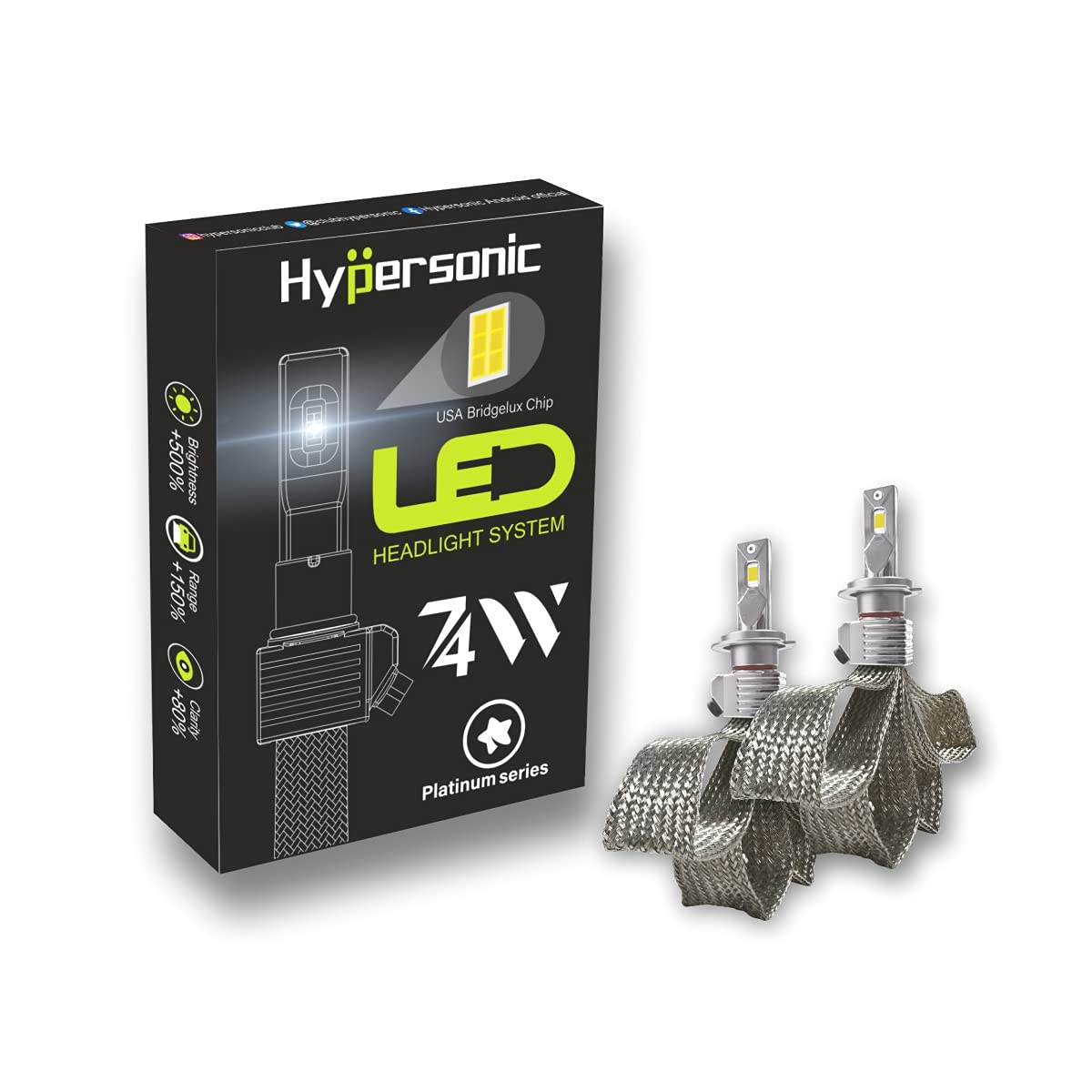 Hypersonic H27 LED Platinum Series (Set of 2, 74W) : Amazon.in