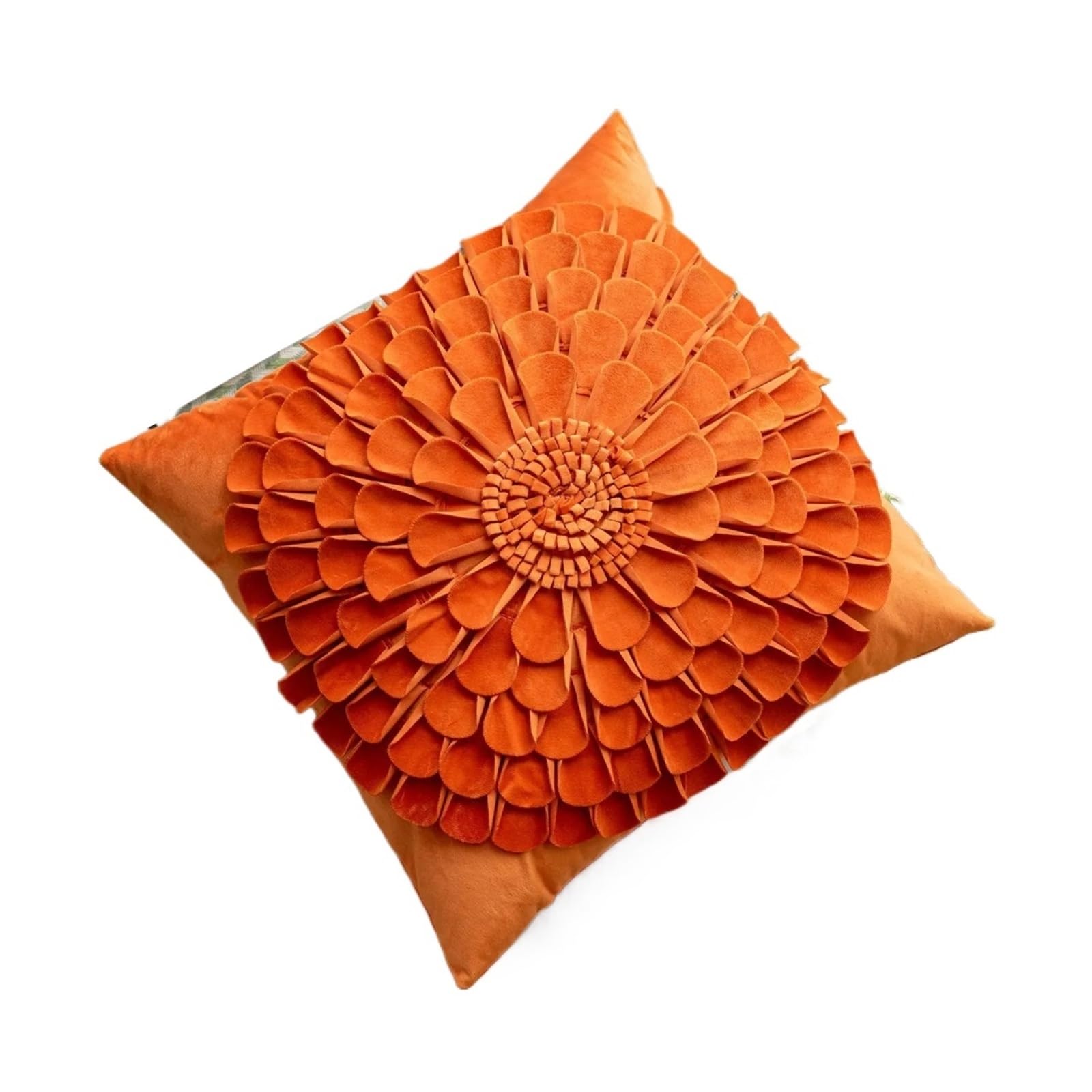 LCKKJHG 3D Flower Pillow Covers Handmade Velvet Petals Home Decor Yellow Beige Cushion Cover Sofa Pillowcase 45x45cm(E-45X45CM)