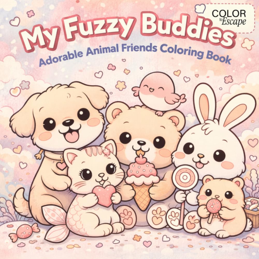 My Fuzzy Buddies: Adorable Animal Friends Coloring Book