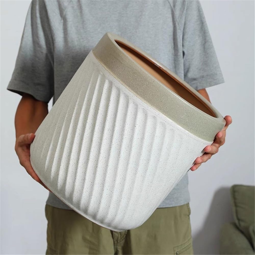 Okrągłe, stojące doniczki z twill do użytku wewnątrz i na zewnątrz, duża ceramiczna doniczka z otworem odpływowym, do domu, na taras, do ogrodu