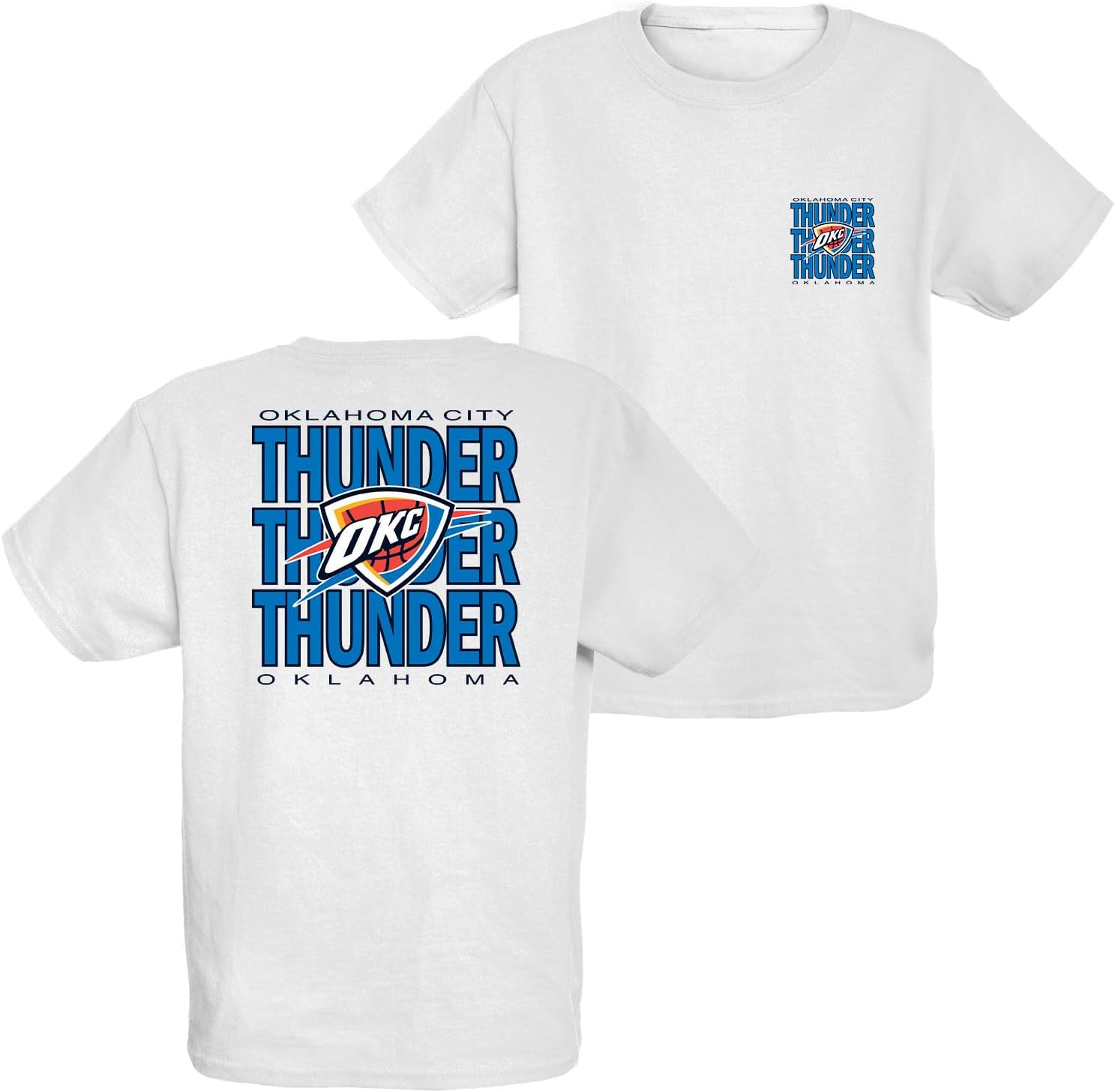 Blue 84 Unisex Kid's NBA Officially Licensed Youth T-Shirt Front/Back Press White